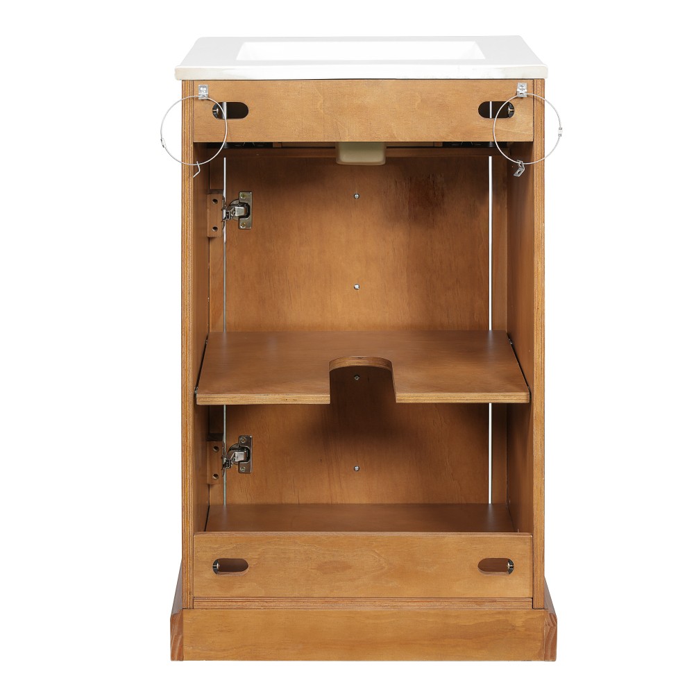 20″ Bathroom Vanity with Integrated Ceramic Sink Cabinet with Soft-Closing Door