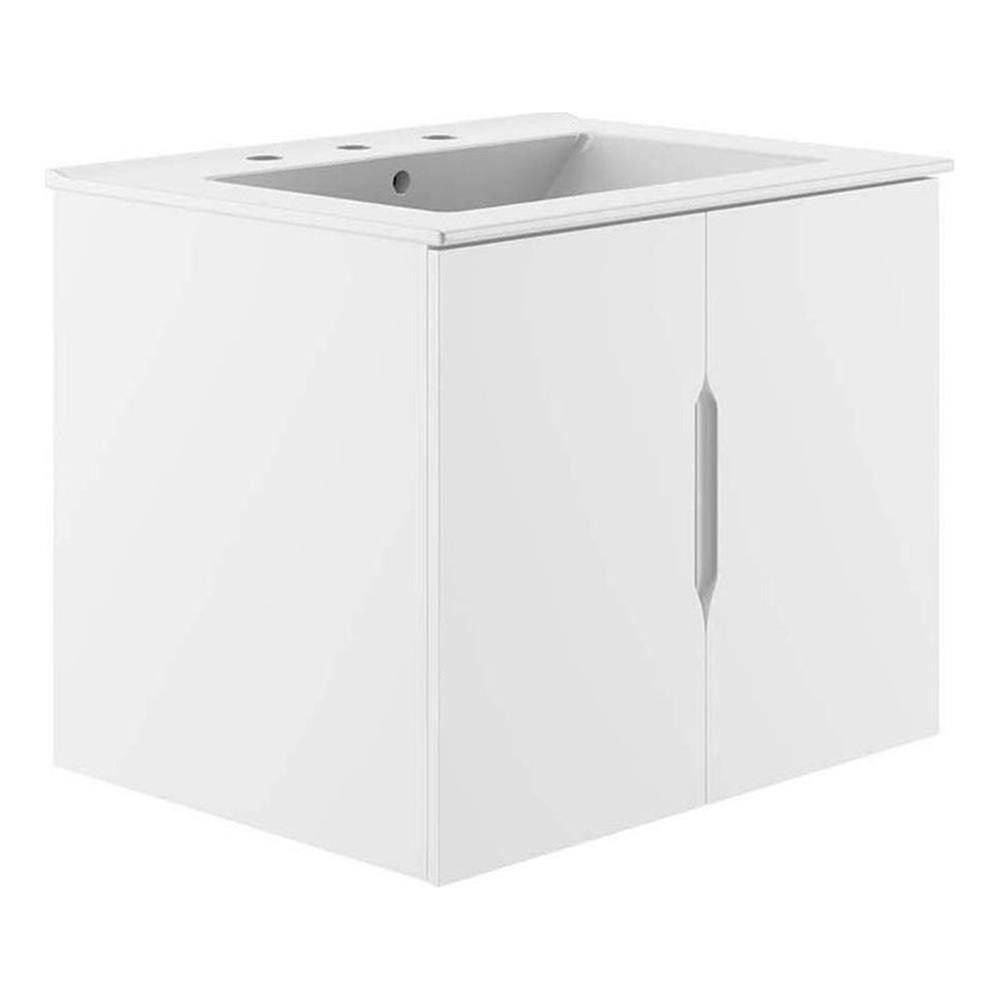 Modway Vitality 23″ Modern Wood/Ceramic Bathroom Vanity in White