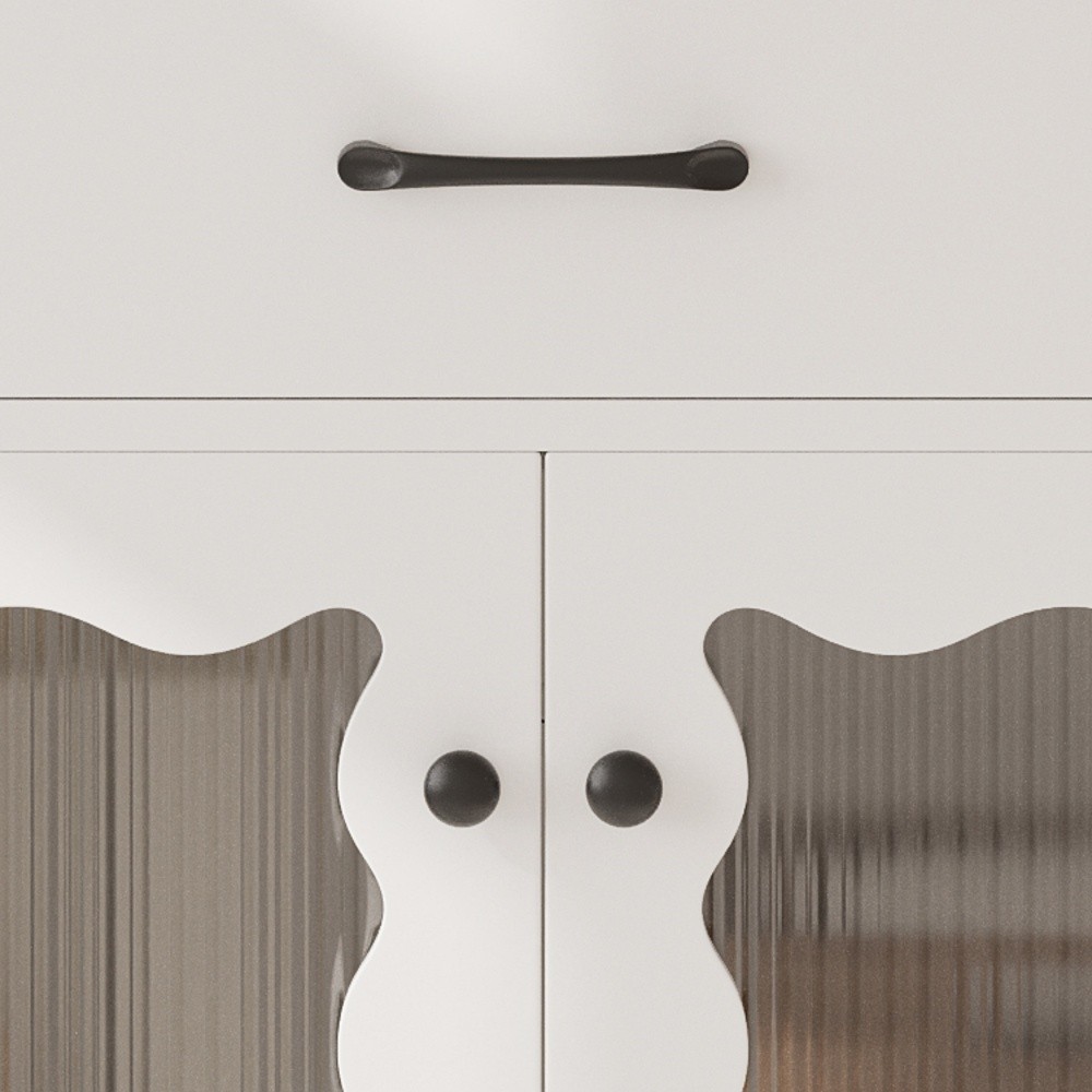 31″ Bathroom Vanity with Tempered Glass, Modern Cabinet with Rubber Wood legs