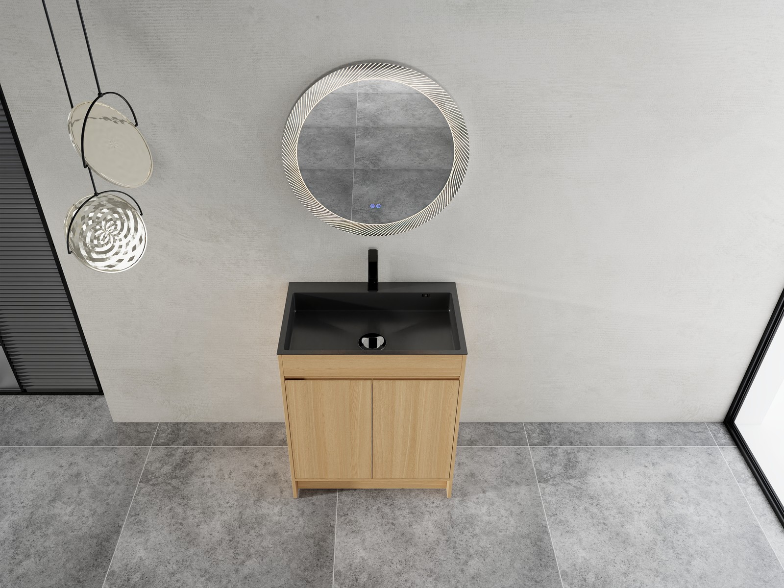 28″ Freestanding Bathroom Vanity/Laundry Utility Cabinet Stainless Steel Sink