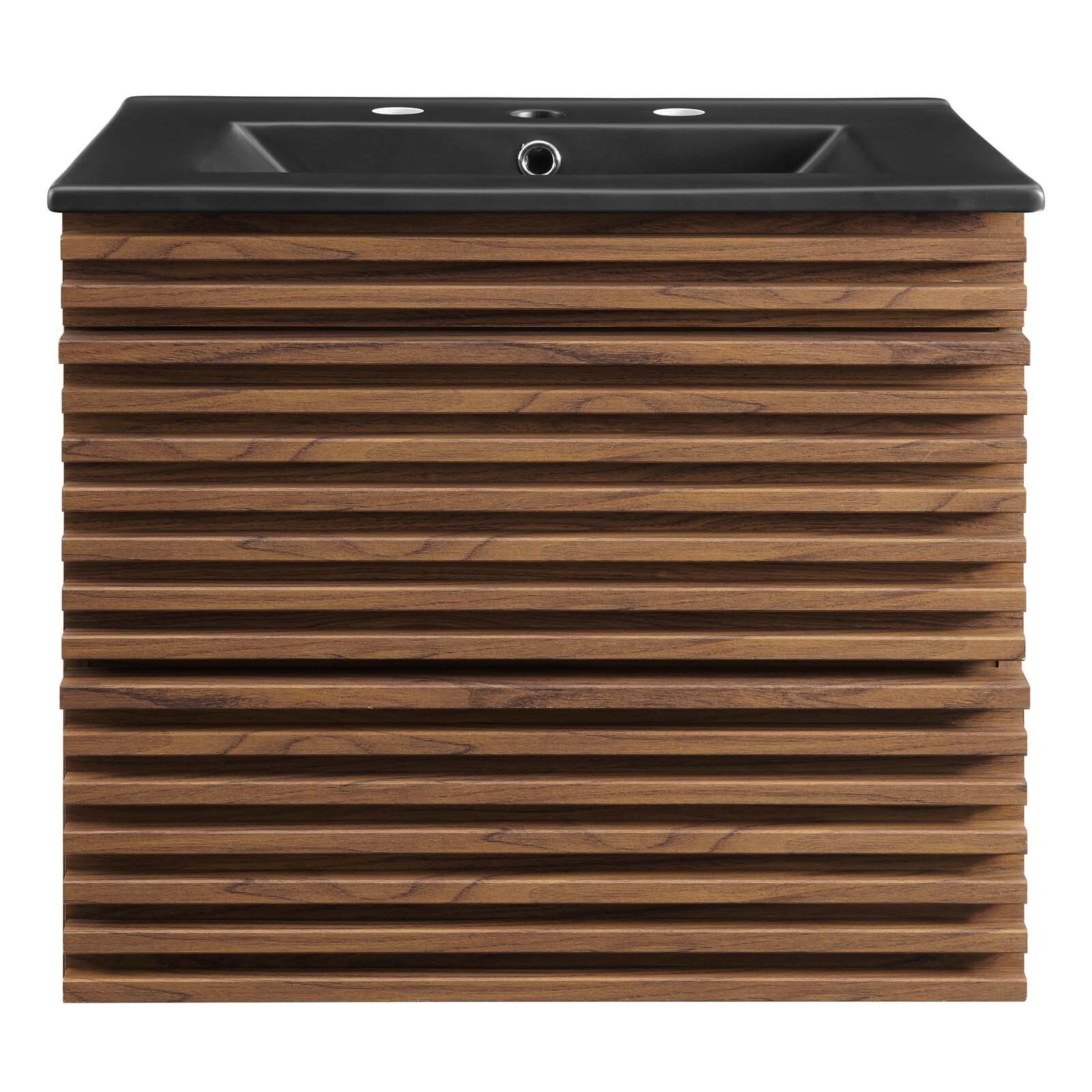 Modway Render 24″ Wall-Mount Bathroom Vanity in Walnut Black