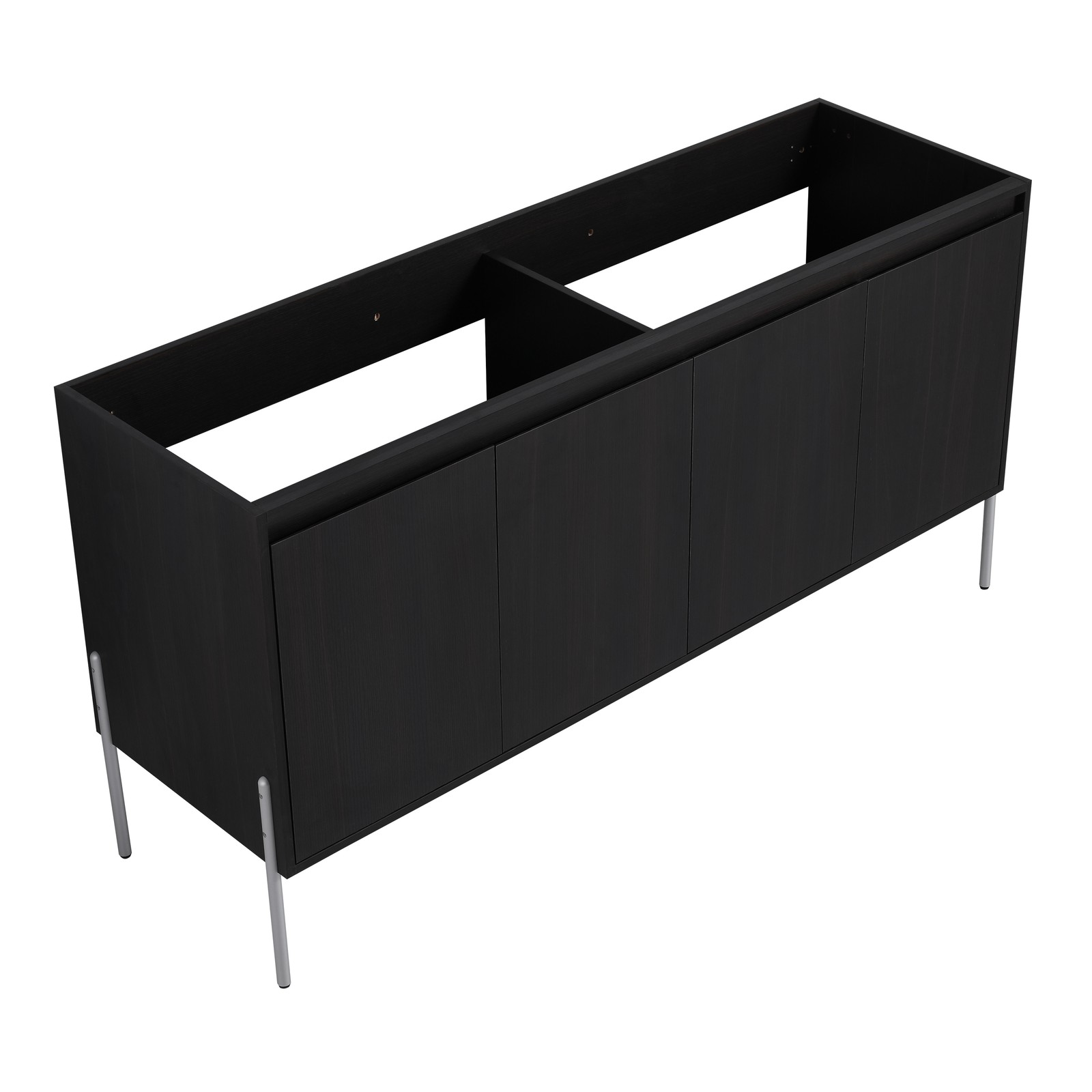 60 Inch Freestanding Bathroom Vanity Storage Cabinet Dark Oak Modern