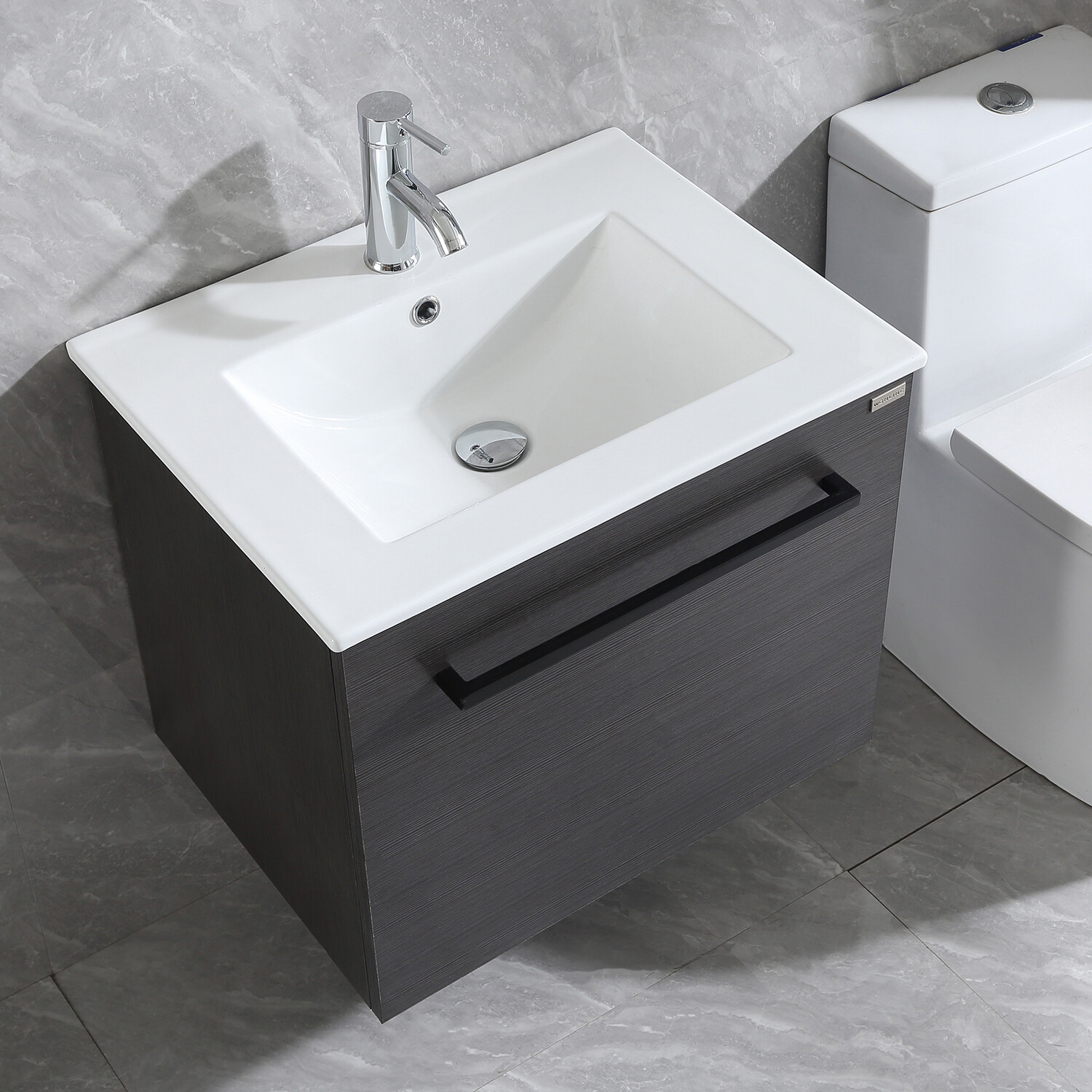 24Inch Bathroom Vanity With Sink Wall Mounted Cabinet Storage Set w/Faucet Drain