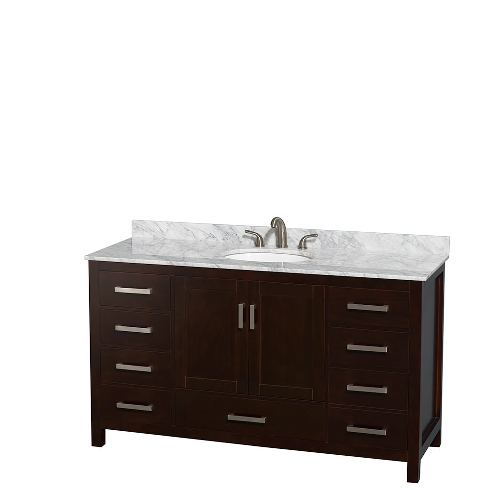 Wyndham Collection WCS141460SUNOMED Sheffield 60″ – White / White Carrara Marble