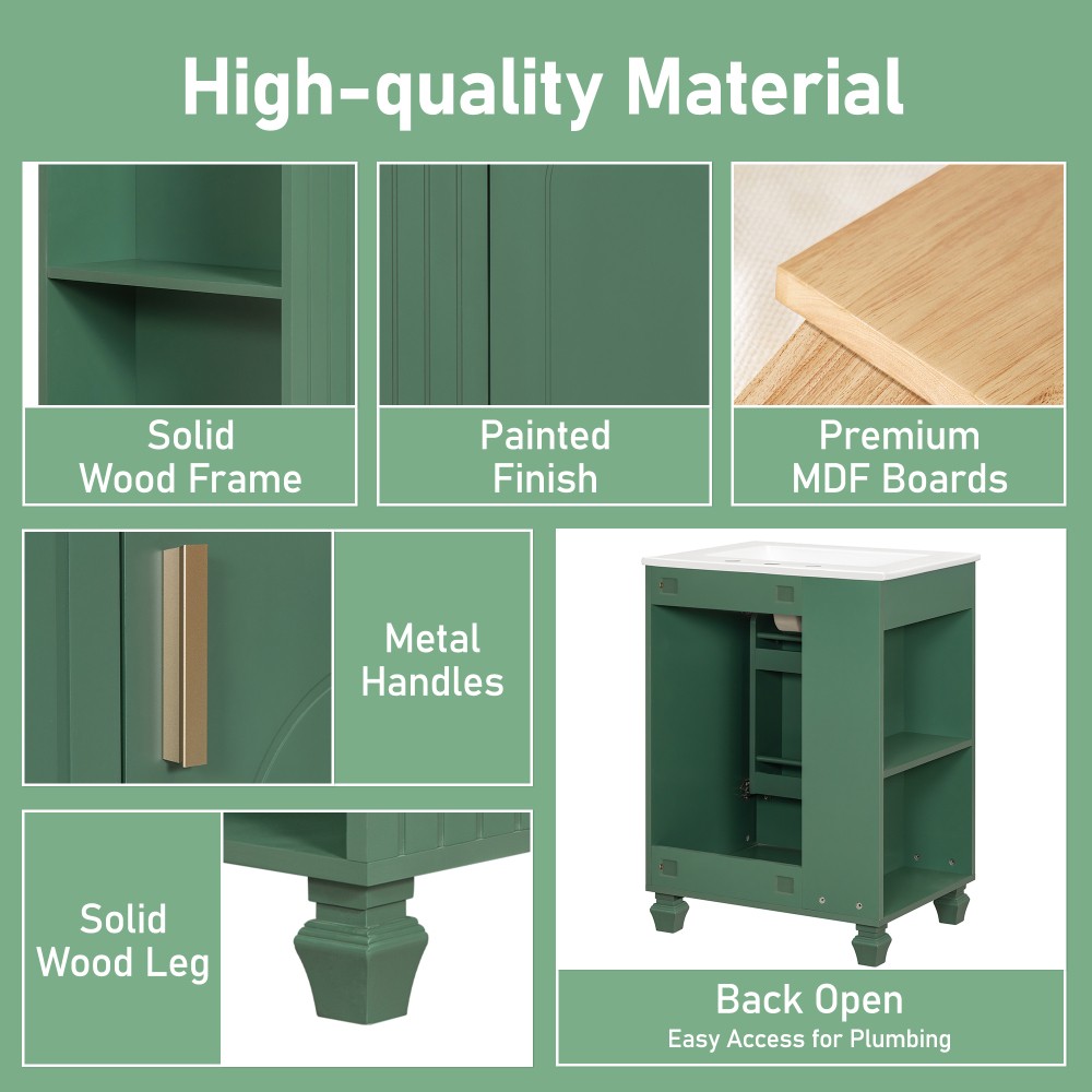 Bathroom Vanity with Sink Includes Door Frame Shelves Soft-Close Doors