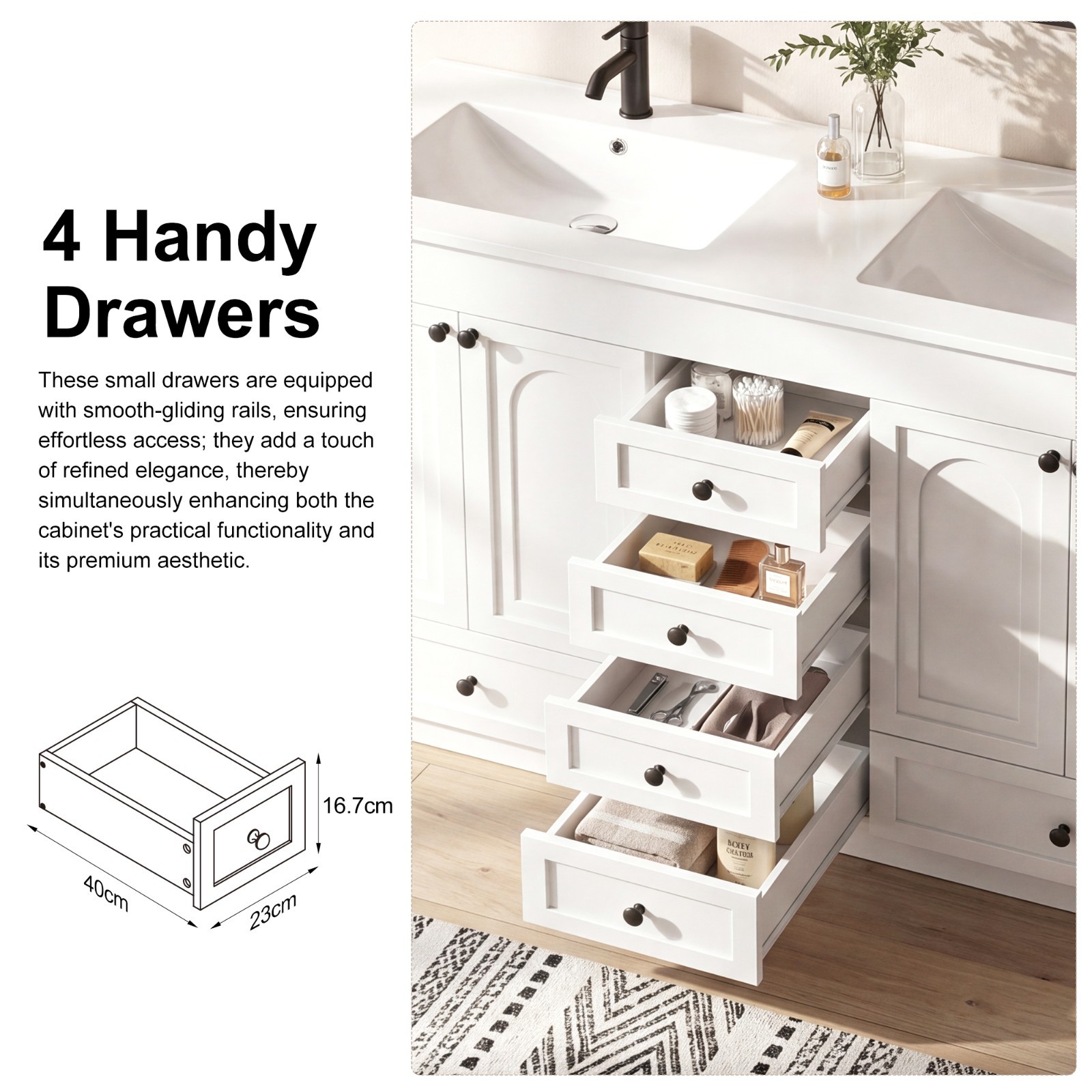 Double Sink Bathroom Vanity Cabinet Freestanding White Bathroom Storage Vanity