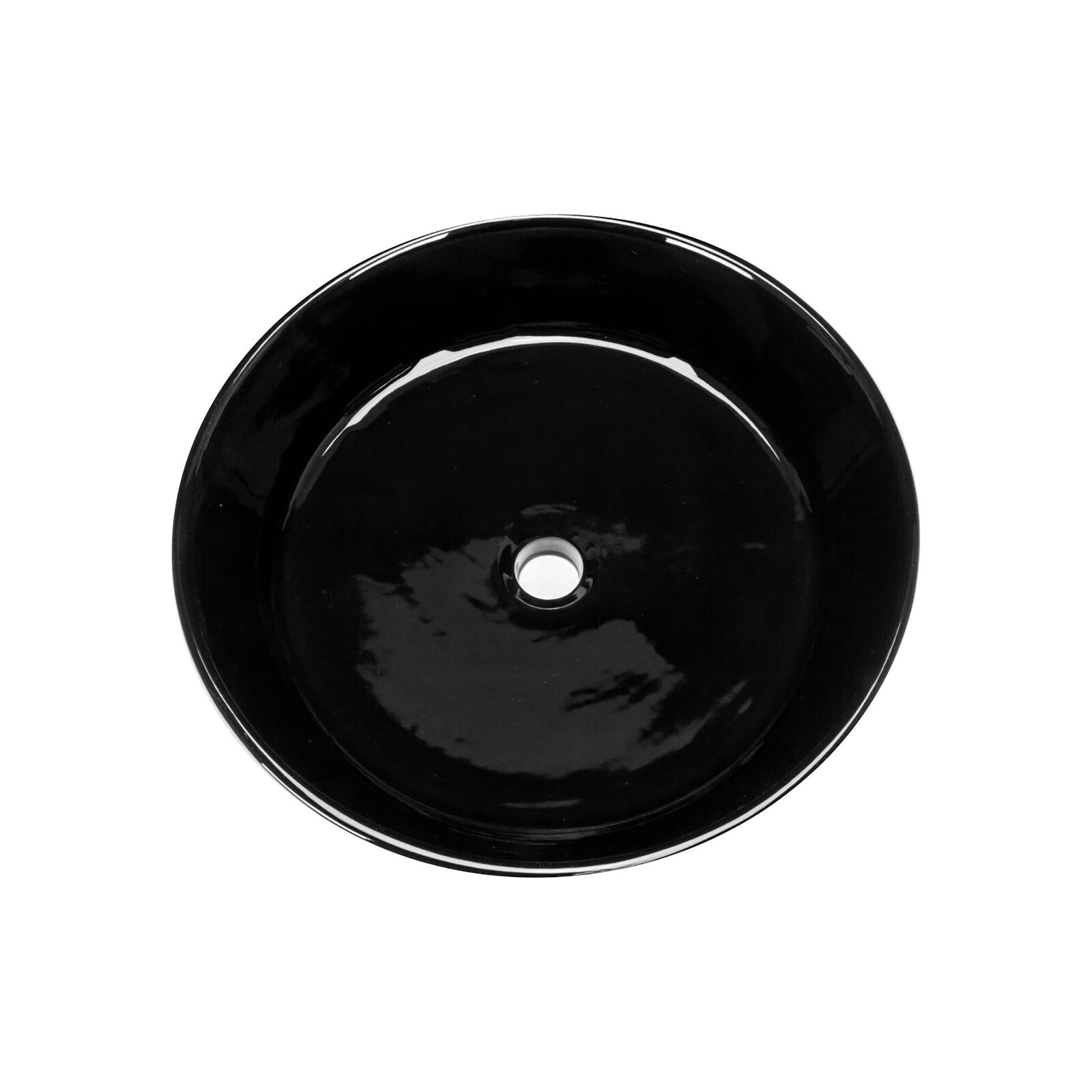 Moon Round Shaped Vessel Bathroom Vanity Sink 18-3/8″ Diameter Black Porcelain