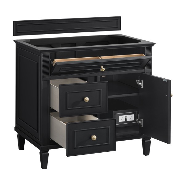36″ James Martin Lorelai 424-V36-BKO-3CSP Vanity Cabinet Charcoal Soapstone Top