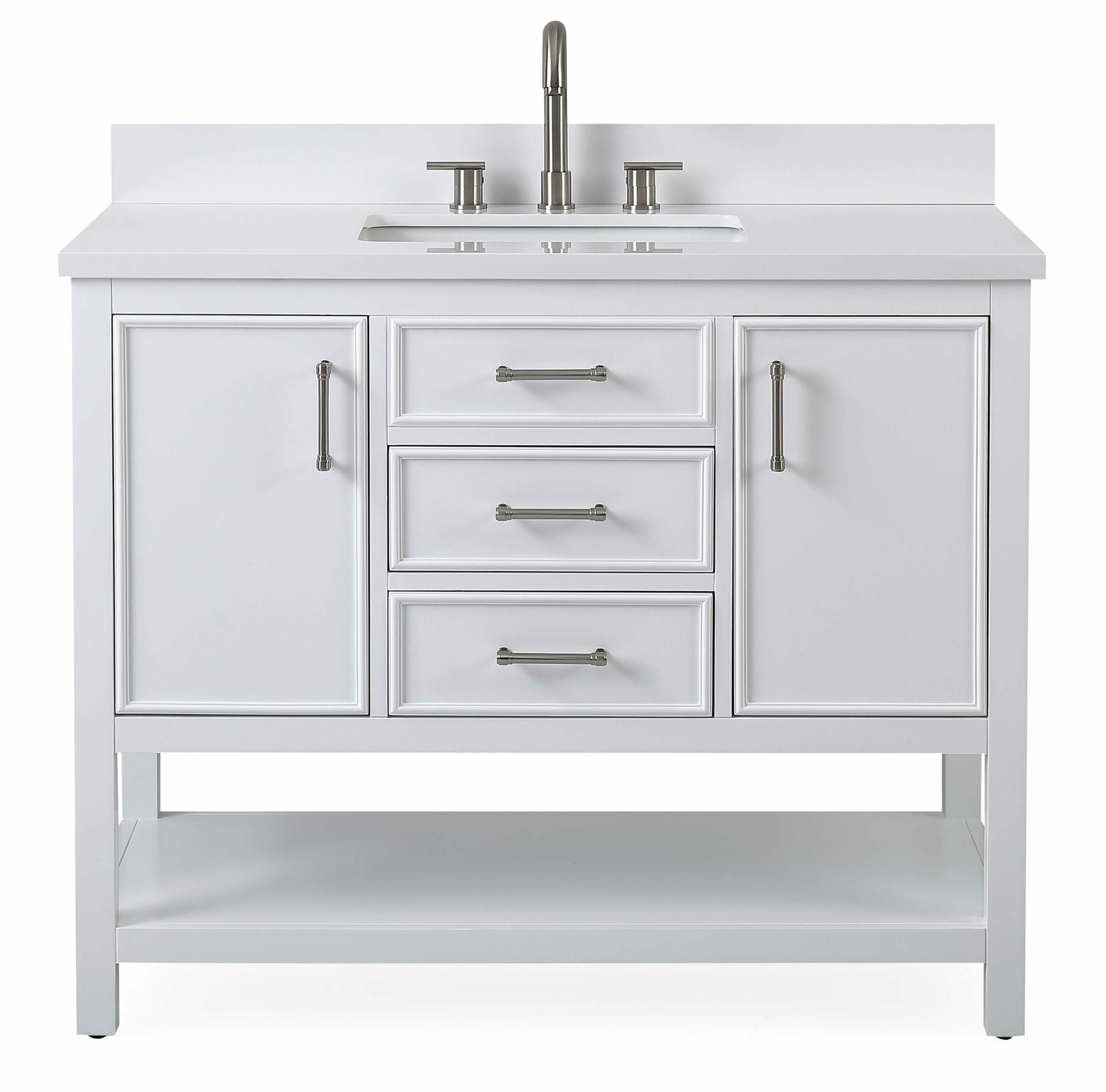 42 inch White Color Finish Single Sink Bathroom Vanity – Felton SKU