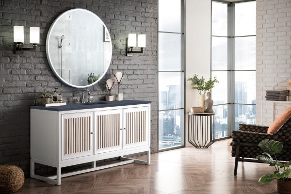 60″ James Martin Athens E645-V60S-GW-3CSP Vanity Cabinet Charcoal Soapstone Top