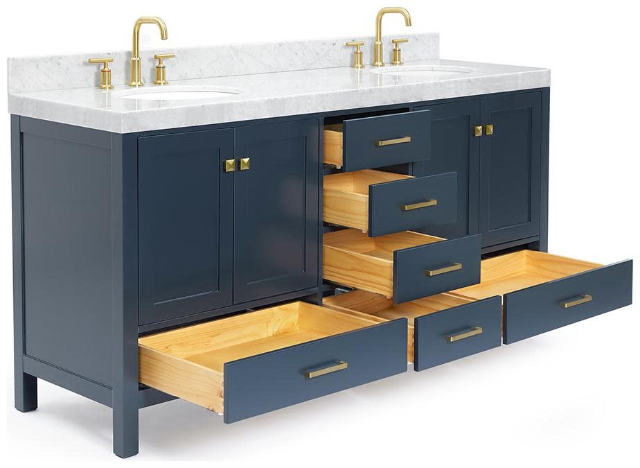Ariel A072DCW5OVO Cambridge 72″ – Grey / Italian Carrara Marble Top / Brushed