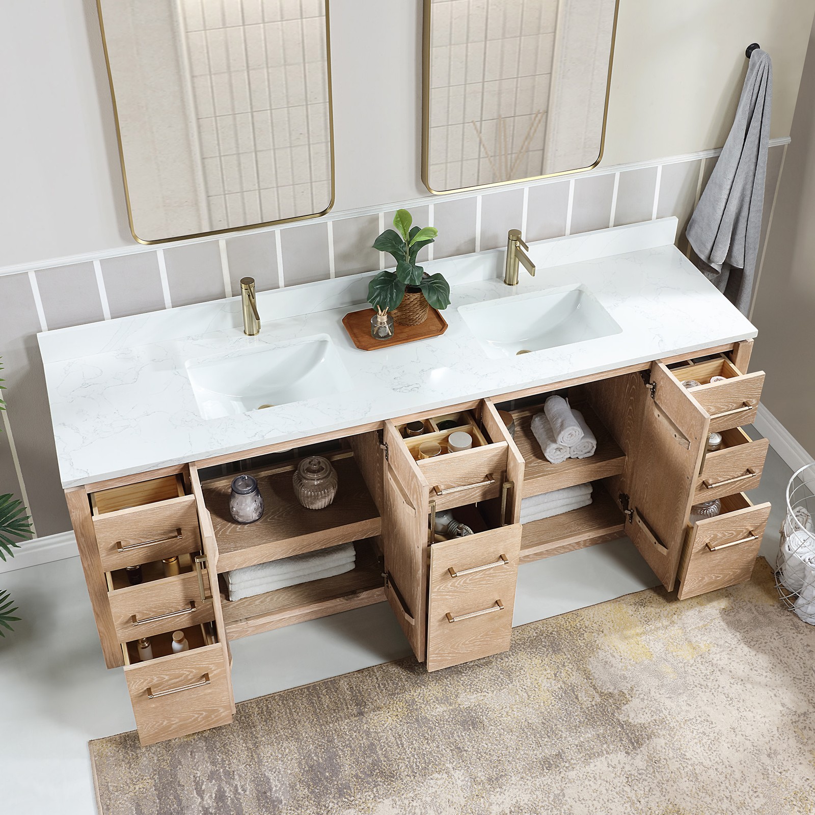Miseno MV-NM-705784 San 84″ – Fir Wood Brown / White Grain