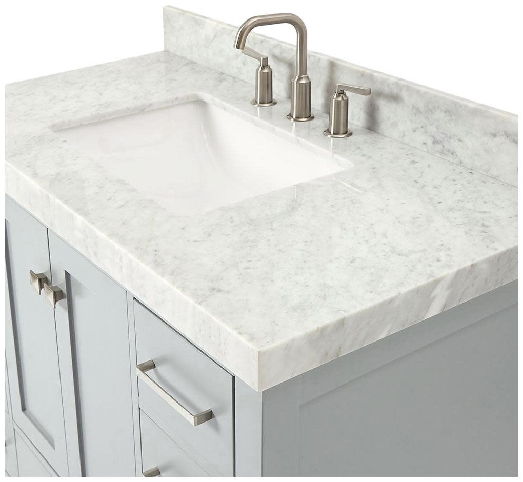 Ariel A042SCW5RVO Cambridge 43″ – White / Italian Carrara Marble Top / Brushed