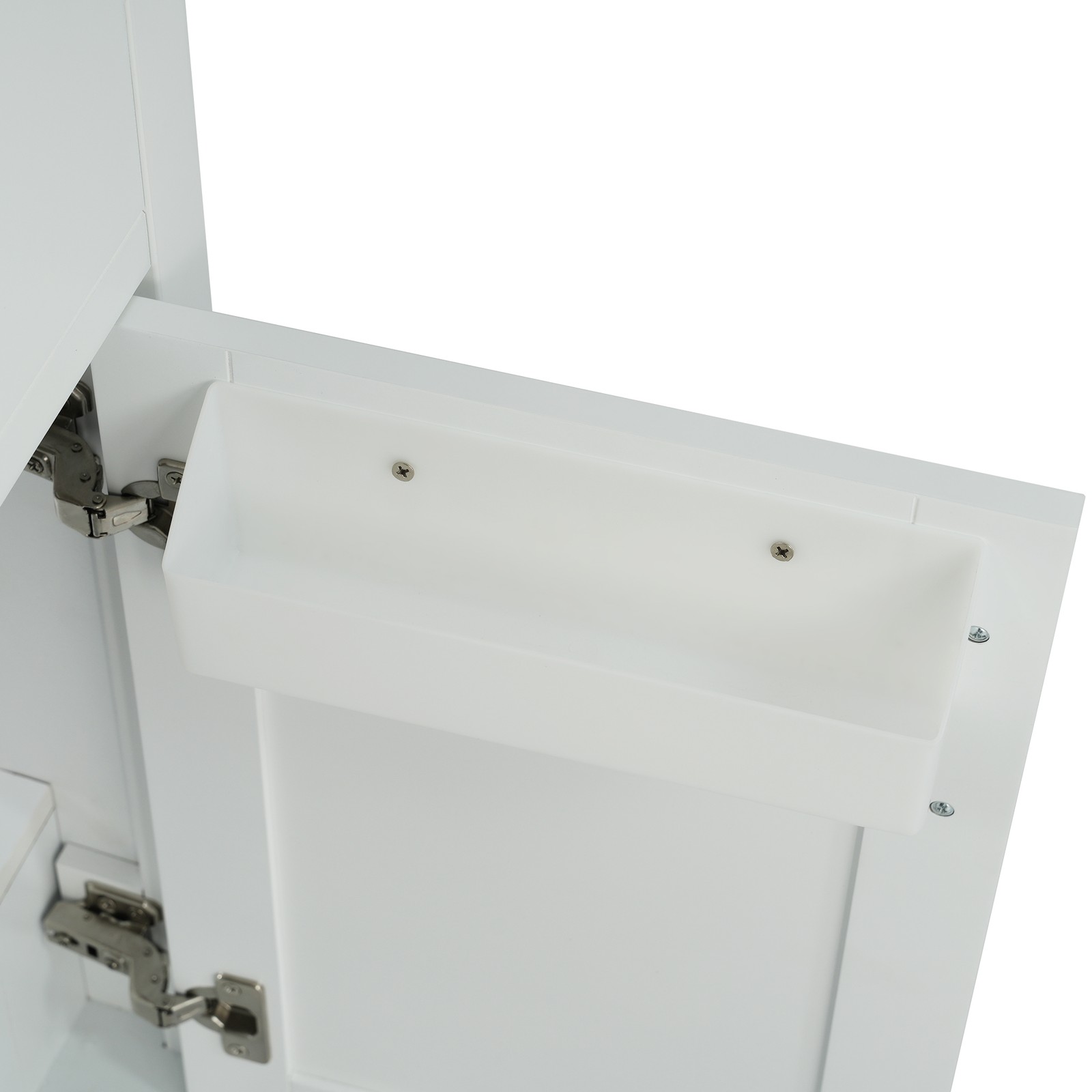 30-Inch Bathroom Vanity with Ceramic Sink, White, Solid Wood MDF