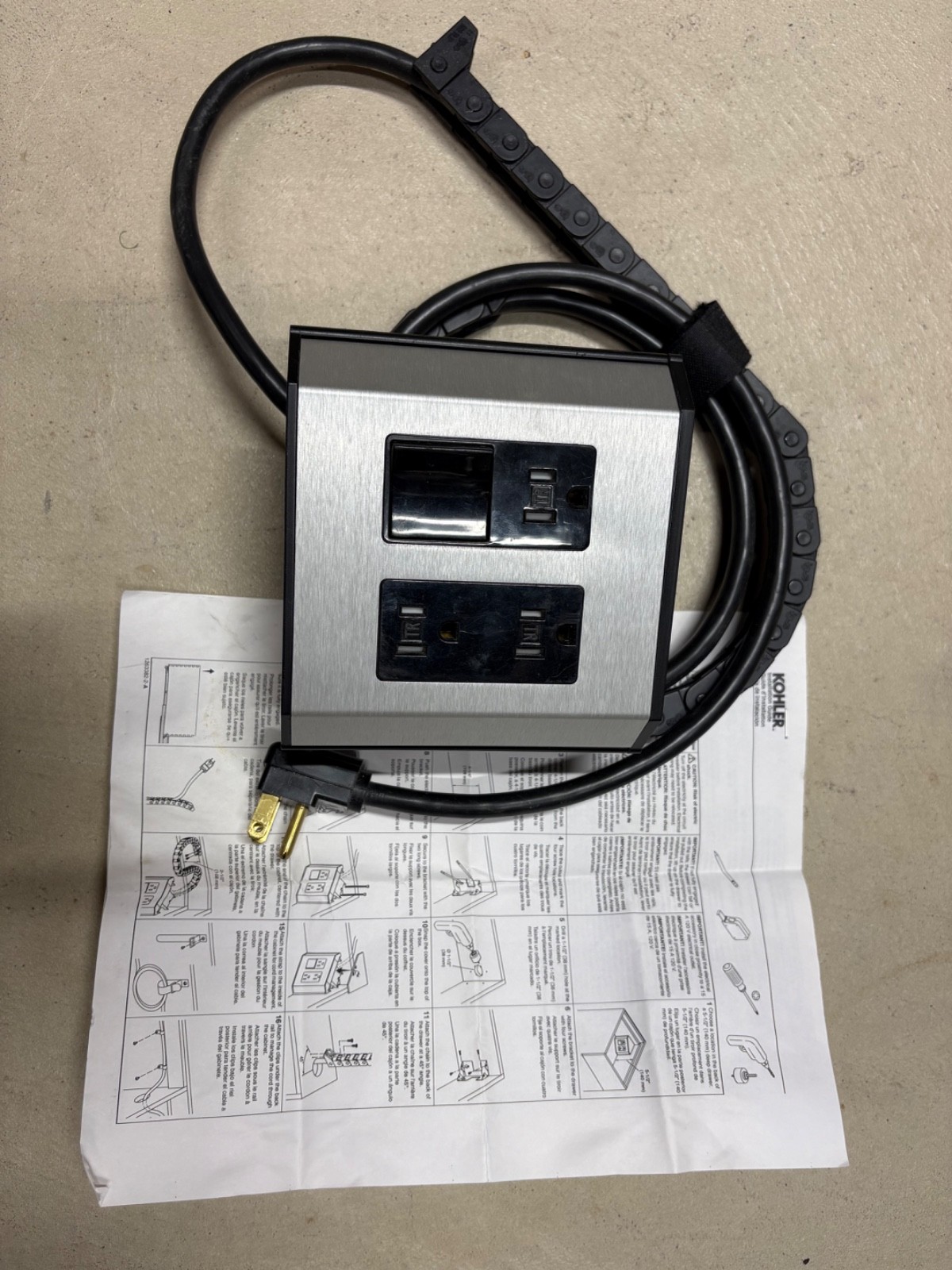 Kohler K-99566-CA3 Electrical Drawer Outlets for Tailored Vanities