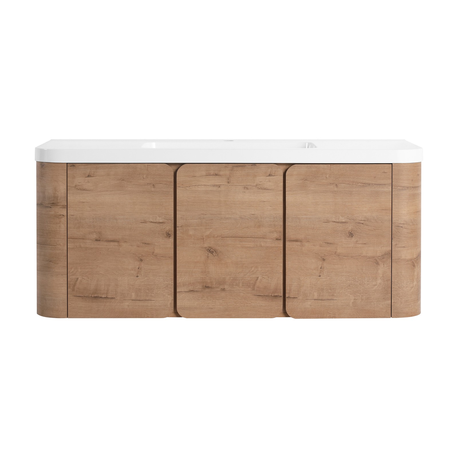 48″ Plywood Floating Wall-Mounted Bathroom Vanity Resin Sink 3 Soft-Close Doors