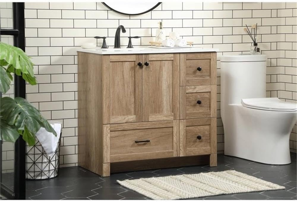 Elegant Lighting VF2836NT 36 inch Single Bathroom Vanity in Natural Oak