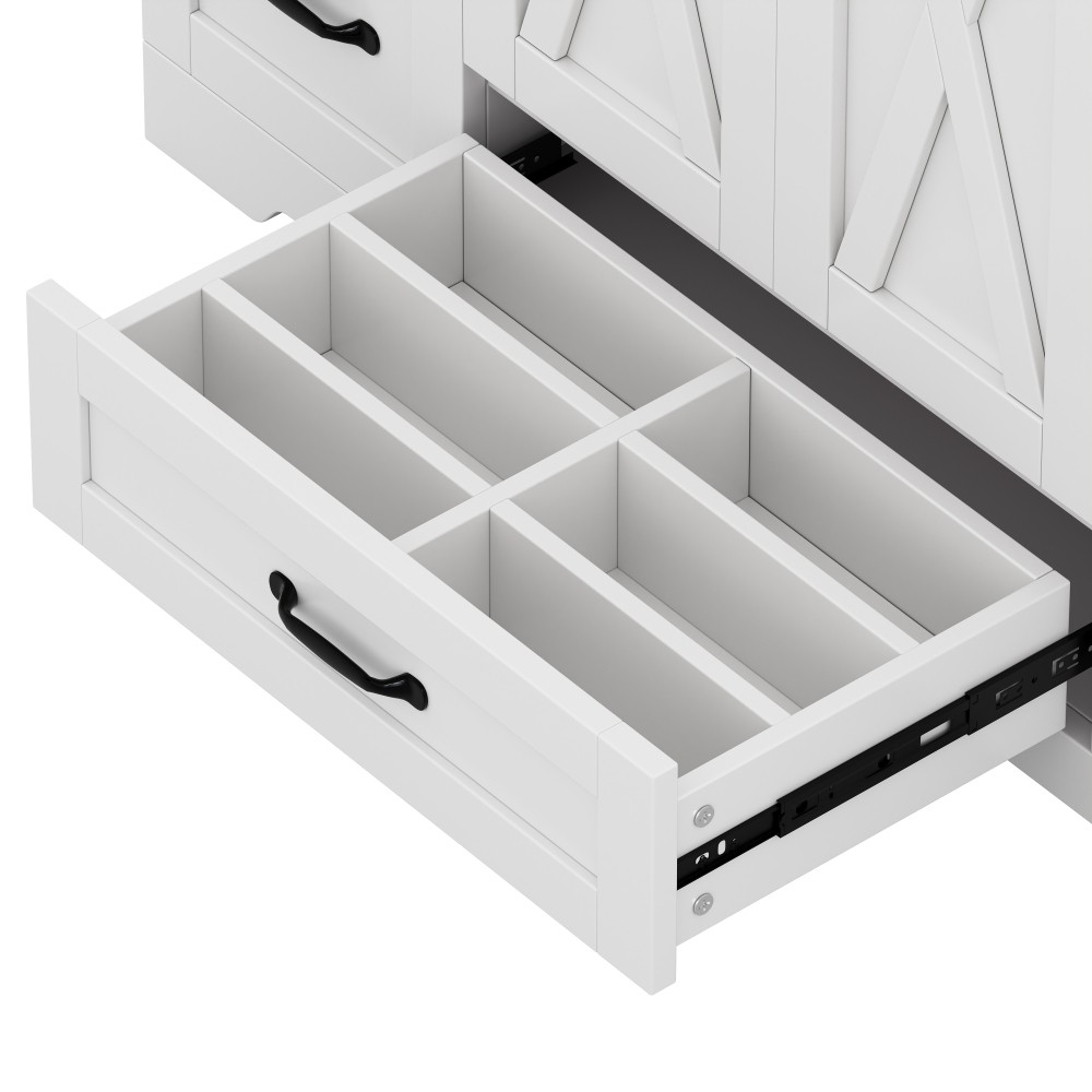 48in Bathroom Vanity W/Sink Ceramic Top Backsplash 6 Drawers Towel Bar Storage