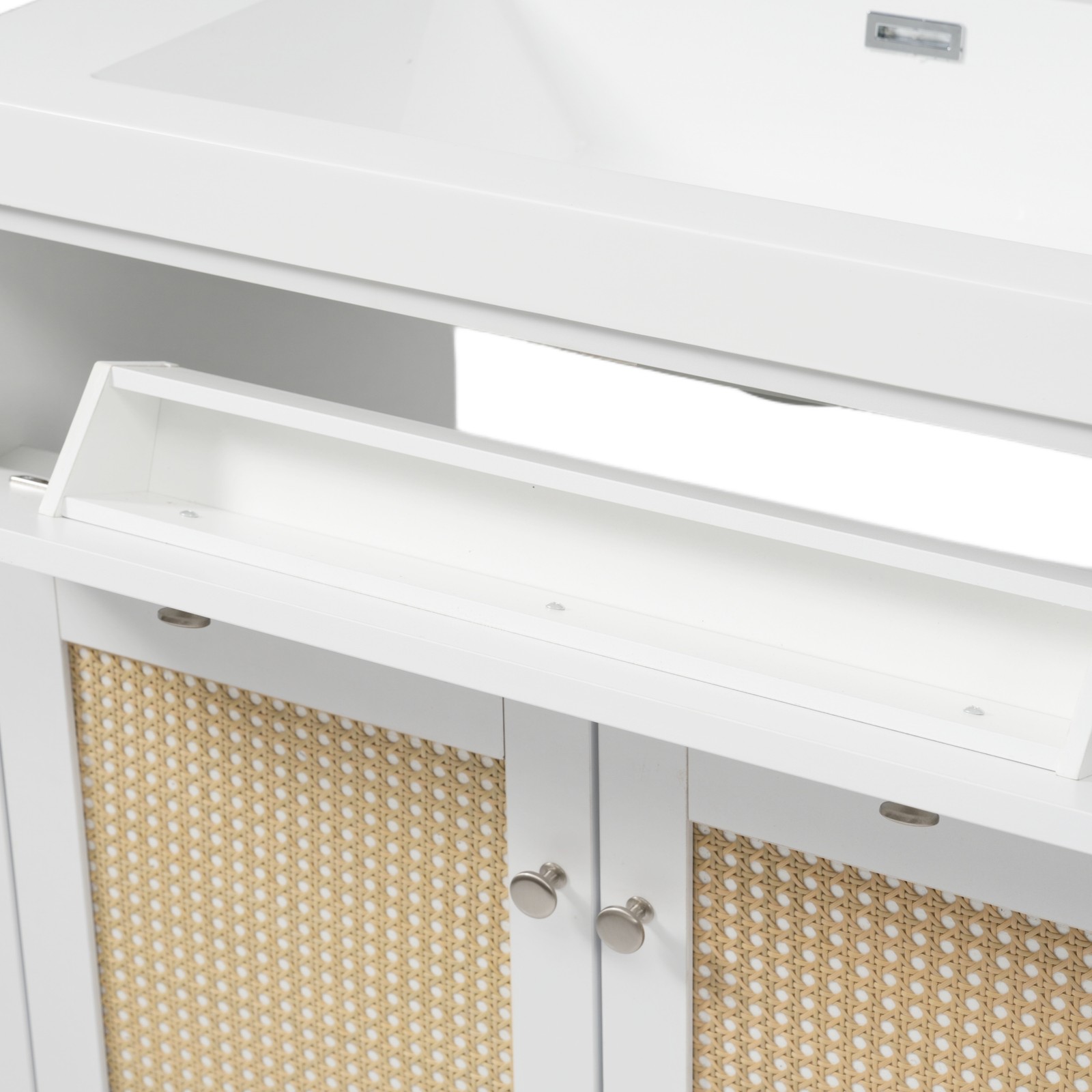 60” Bathroom Vanity with Double Sink with 2 Tip-Out Trays / Flip-Out Drawers