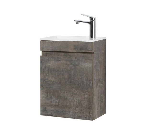 Abruzzo 16″ Floating Bathroom Vanity Resin Sink Soft-Close Dark Birch Cabinet 🔷