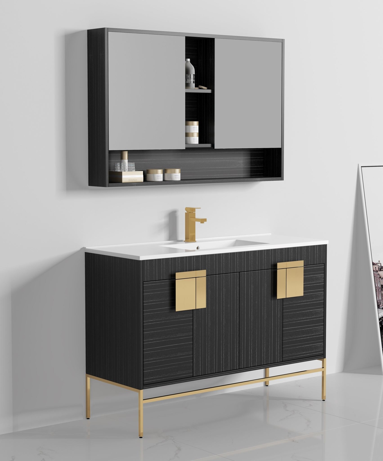 47″ Kuro Minimalistic Dawn Gray Single Sink Bathroom Vanity CL-102DG-50SK