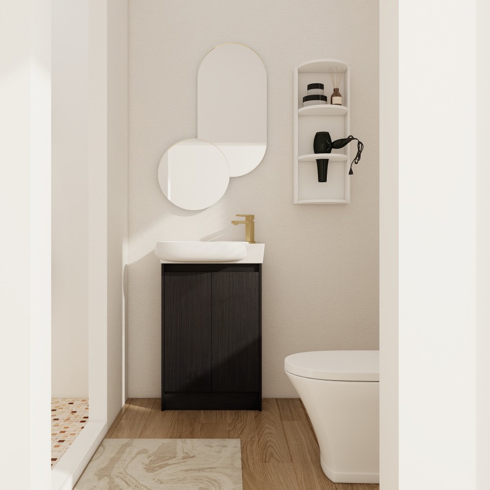 Freestanding Bathroom Vanity with Sink, Storage Shelf, and Soft-Close Doors