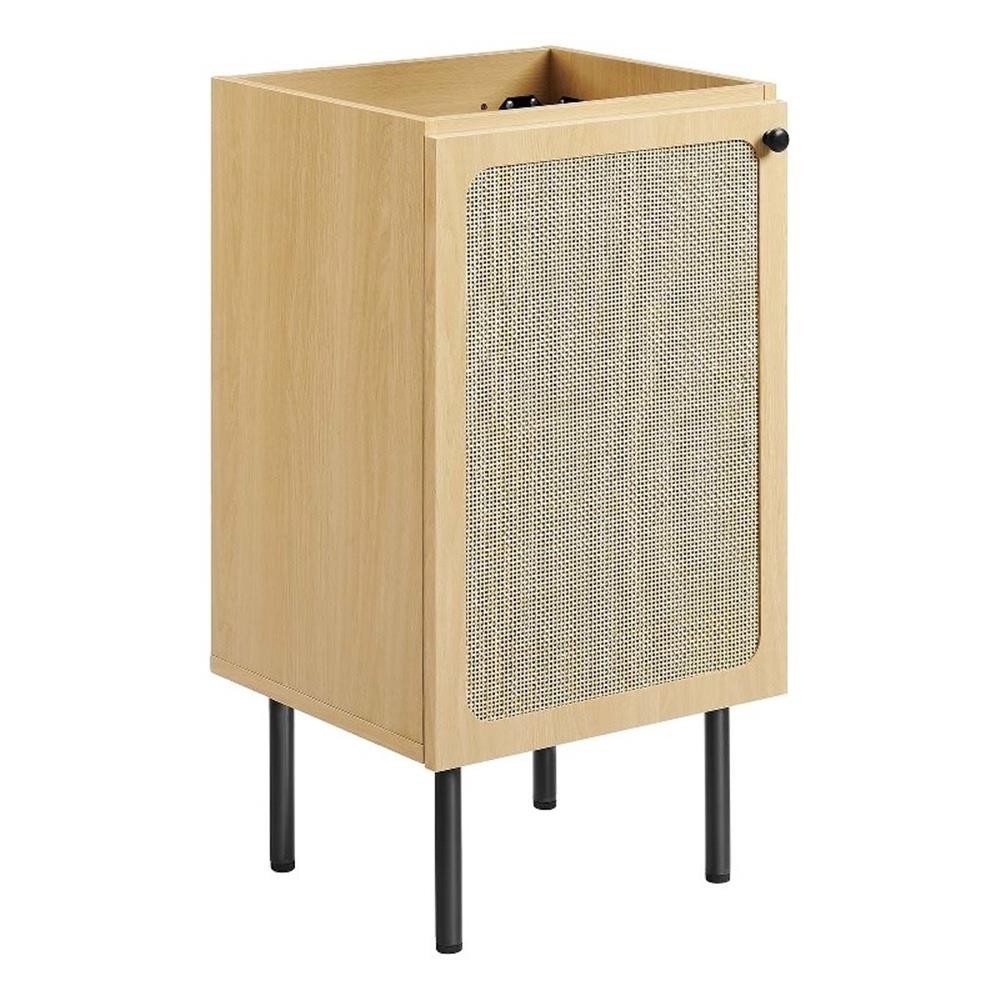 Pemberly Row 18″ Wood & Rattan Bathroom Vanity Cabinet in Oak