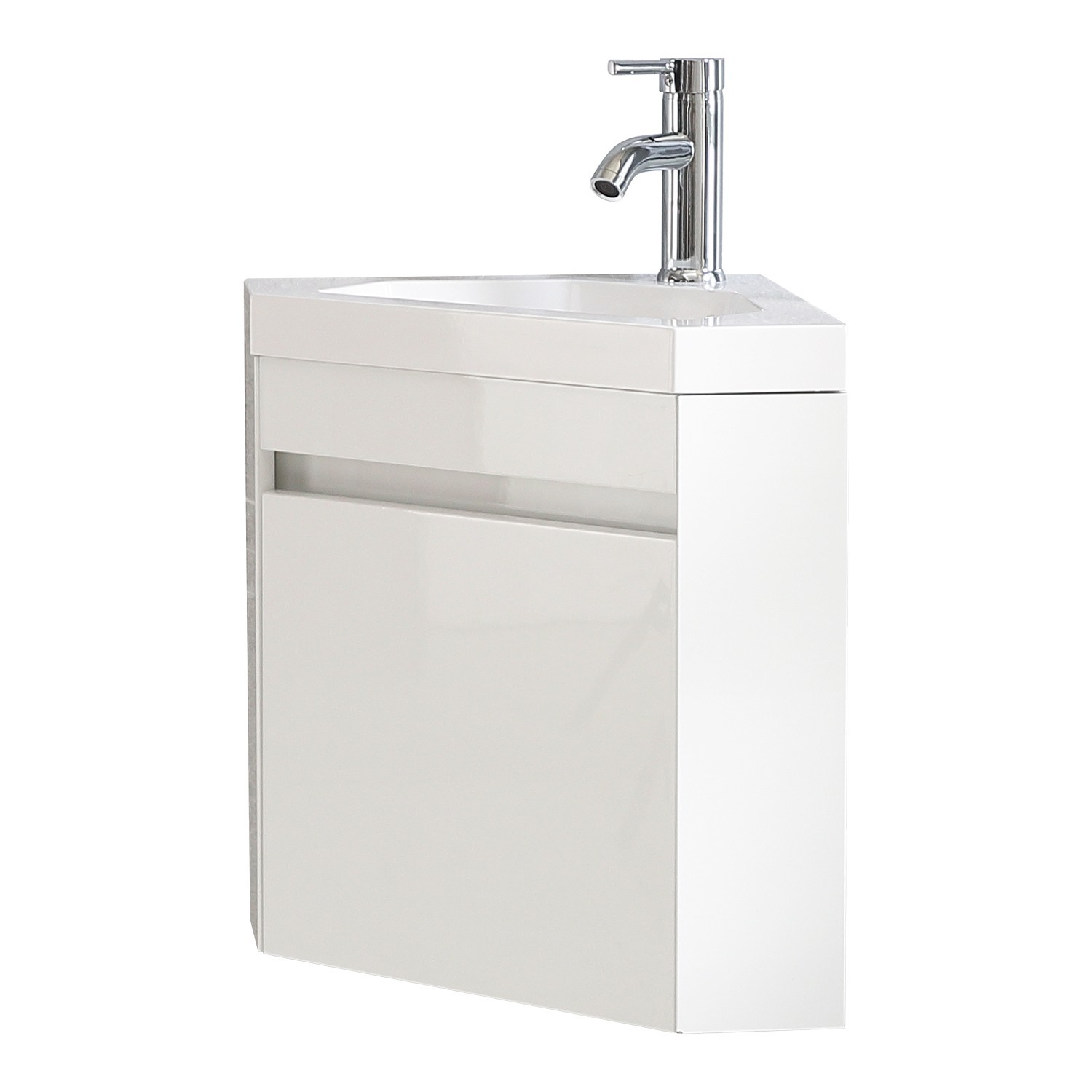 22″ Corner Wall Mounted Bathroom Vanity Floating Cabinet w/Sink for Small Space