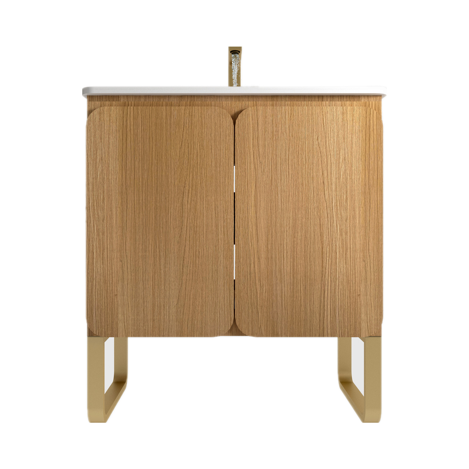 30″ Bathroom Vanity w/Sink, Freestanding Vanity Cabinet, 2 Shelves, Metal Feet