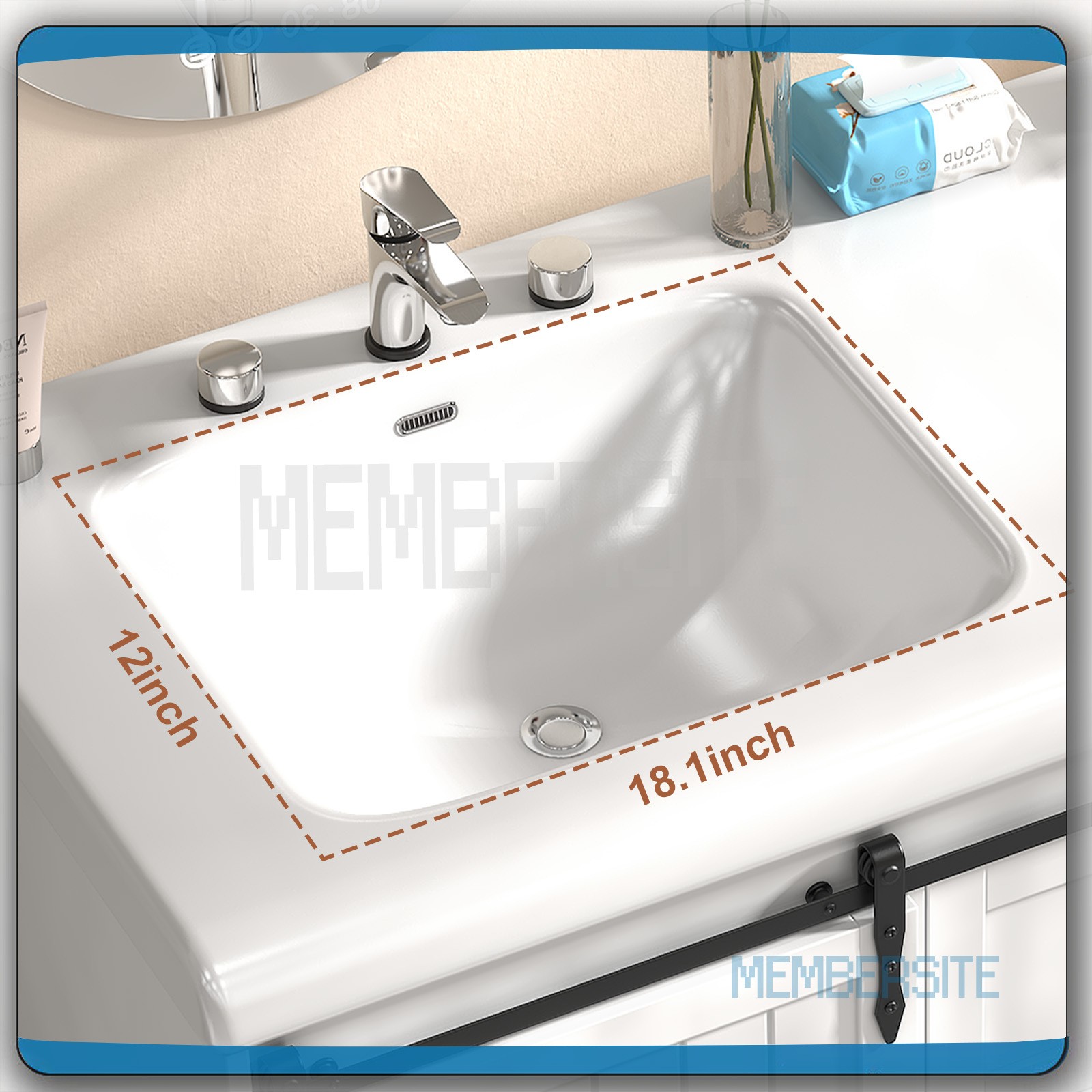47.3″ Bathroom Vanity w/Double Ceramic Sinks Cabinet and 5 Drawers Freestanding