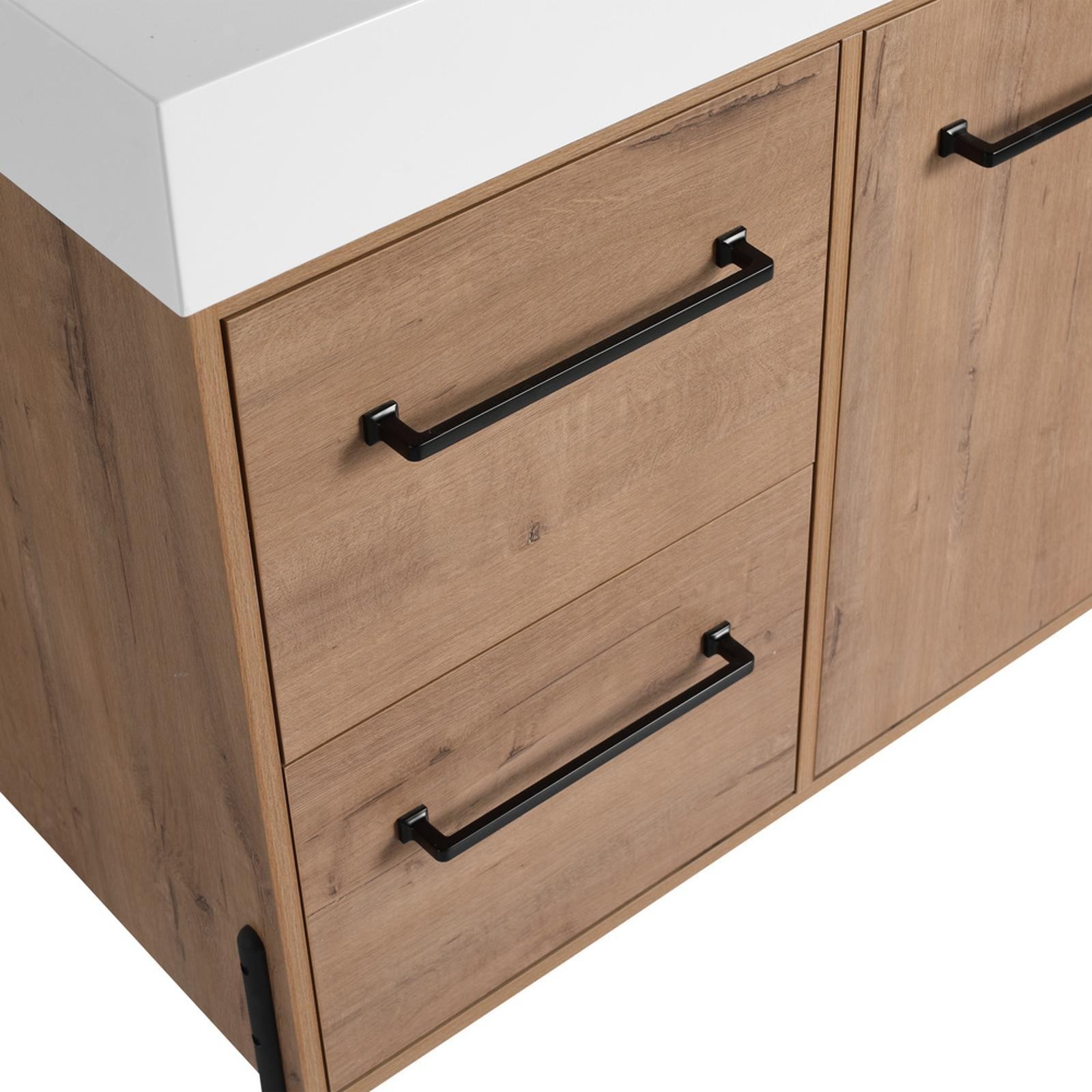 48-Inch Freestanding Bathroom Vanity with White Resin Sink, Doors, 4 Drawers,