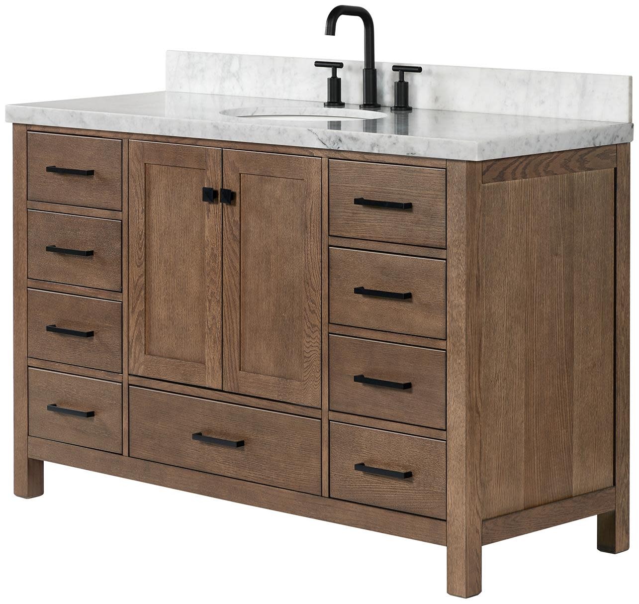 Ariel A055S-VO Cambridge 54″ – Brown Oak / Carrara White Marble / Satin Brass