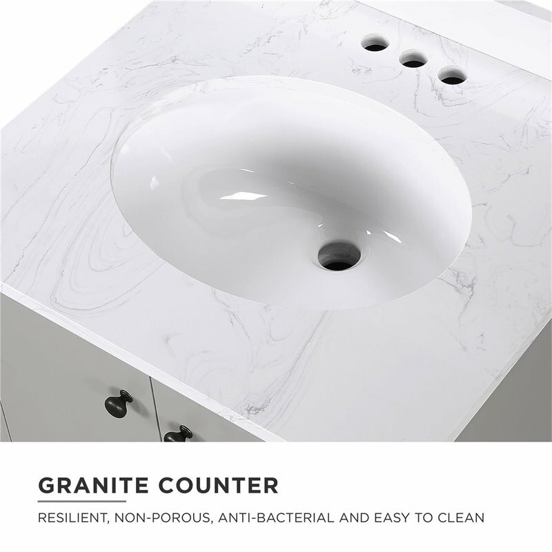 Pemberly Row 24″ Inch Bathroom Vanity with Sink in Gray