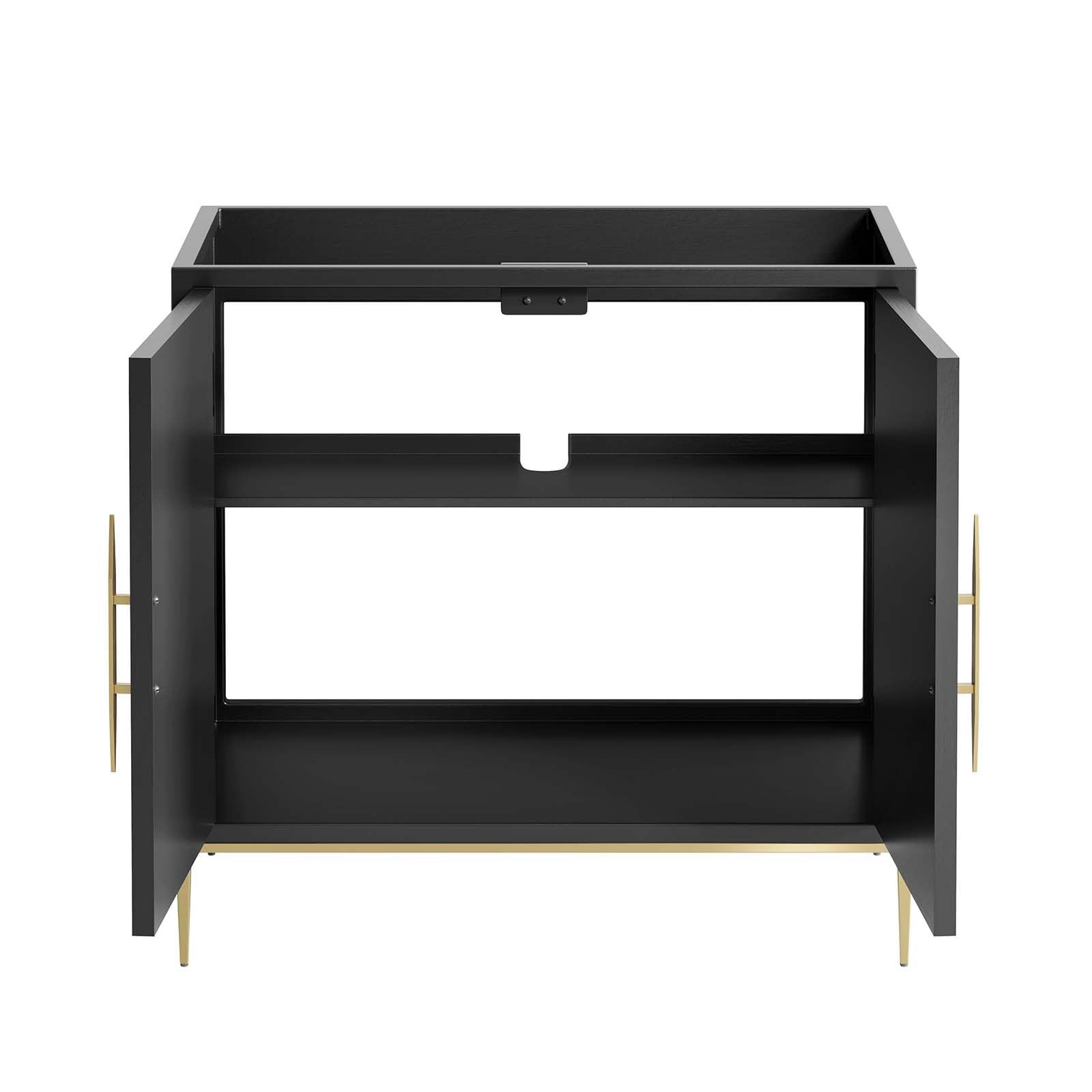 Modway Awaken 36″ Solid Wood and MDF Bathroom Vanity Cabinet in Black
