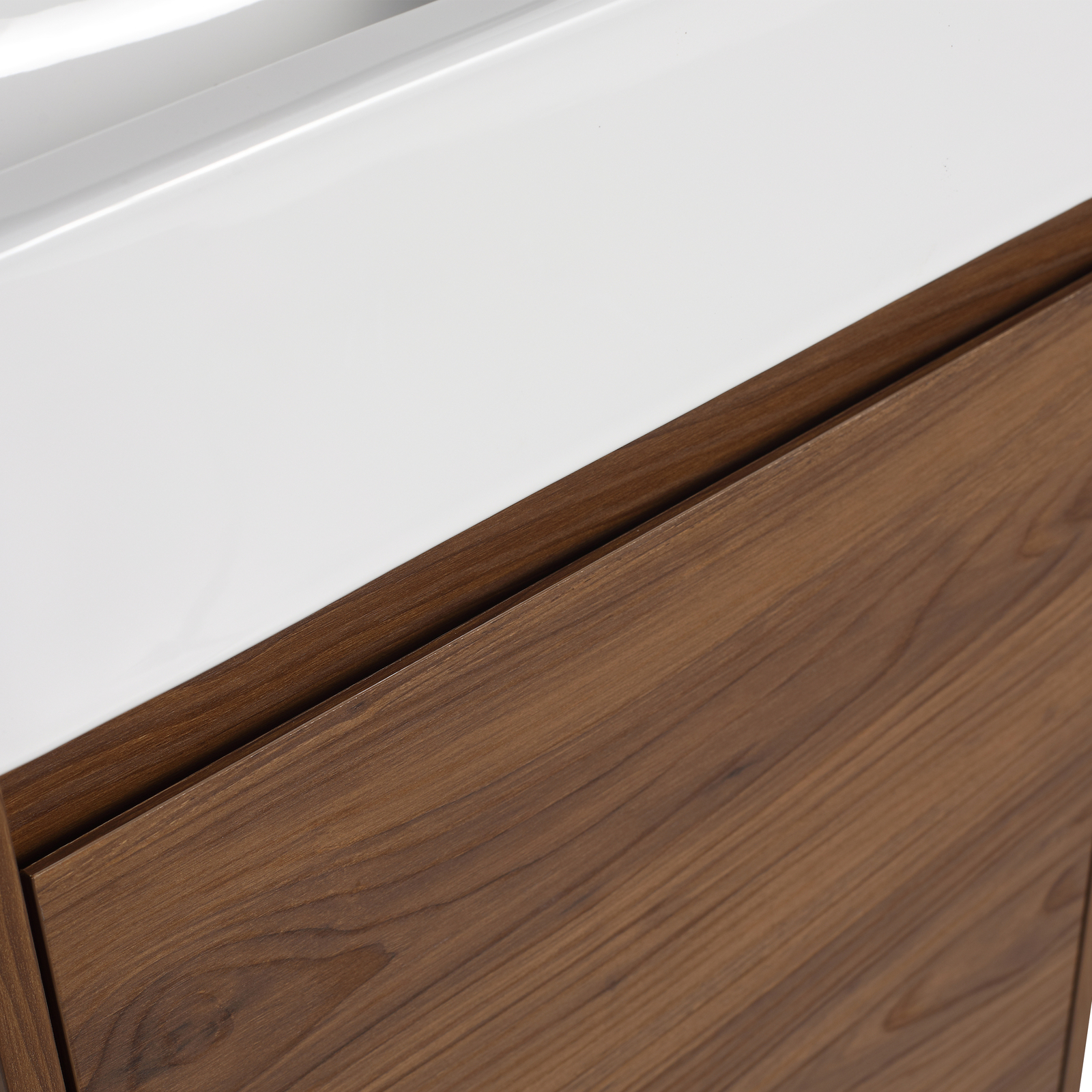 18Inch Plywood Bathroom Vanity Cabinet W/ Sink for Small Bathroom W/ Door Brown
