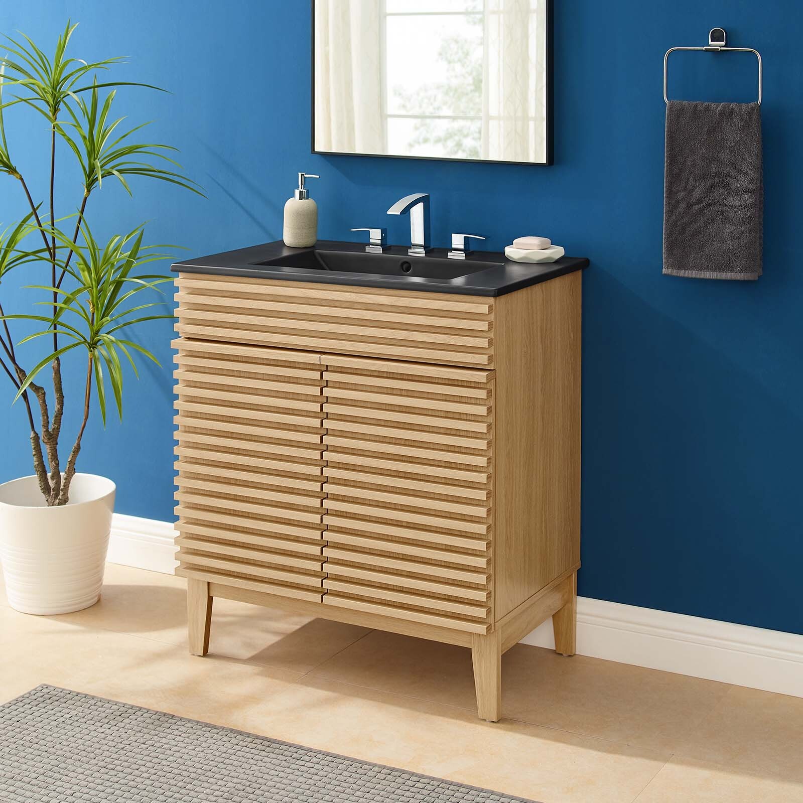 Modway Render 30″ Bathroom Vanity With Sink in Oak Black