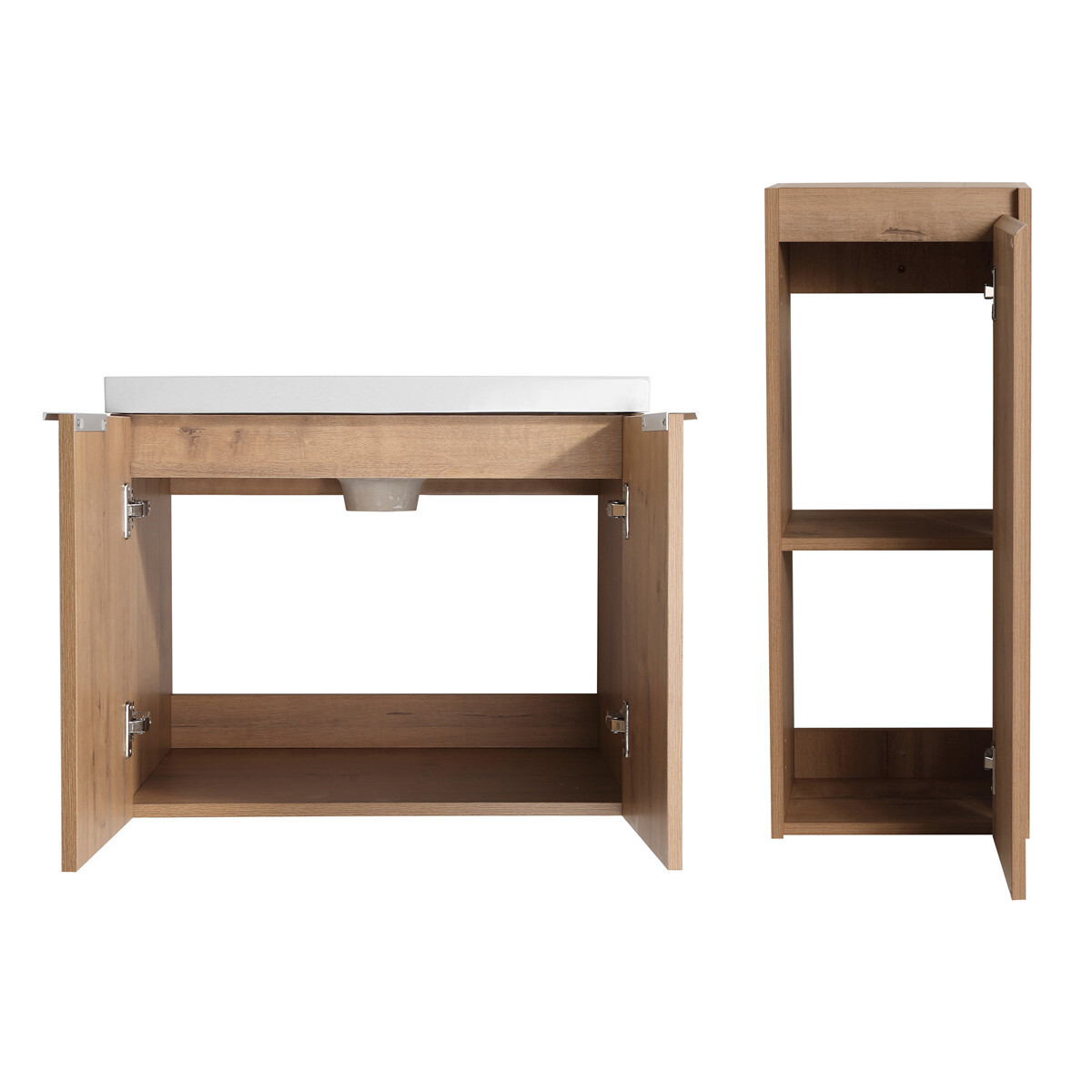 60″ 72″ 84″ Wall Mounted Bathroom Vanity w/Sink, Floating Cabinet Storage Rack