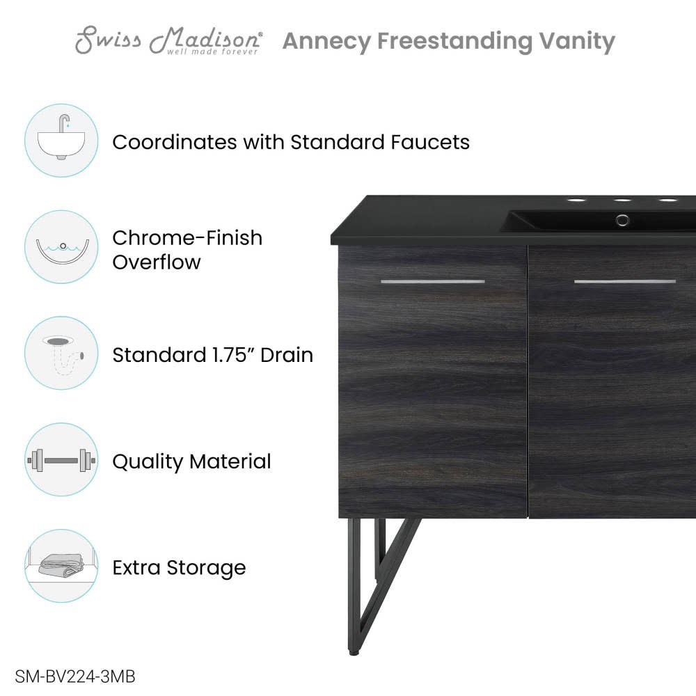 Swiss Madison SM-BV224-3MB Annecy 48″ – Black Walnut / Matte Black