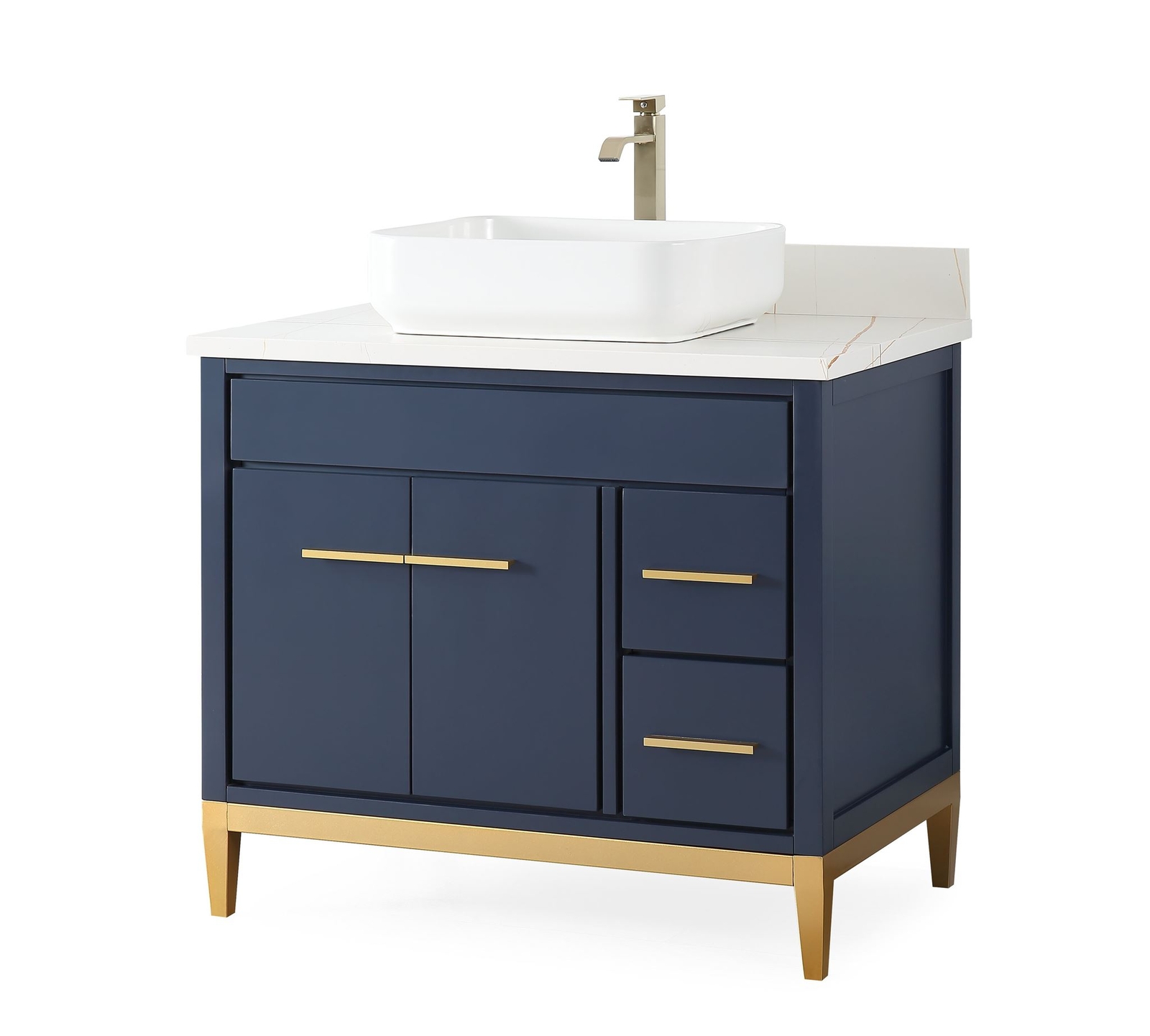 36 inch Navy Blue Beatrice Vessel Sink Bathroom Vanity – 9936NB-36U