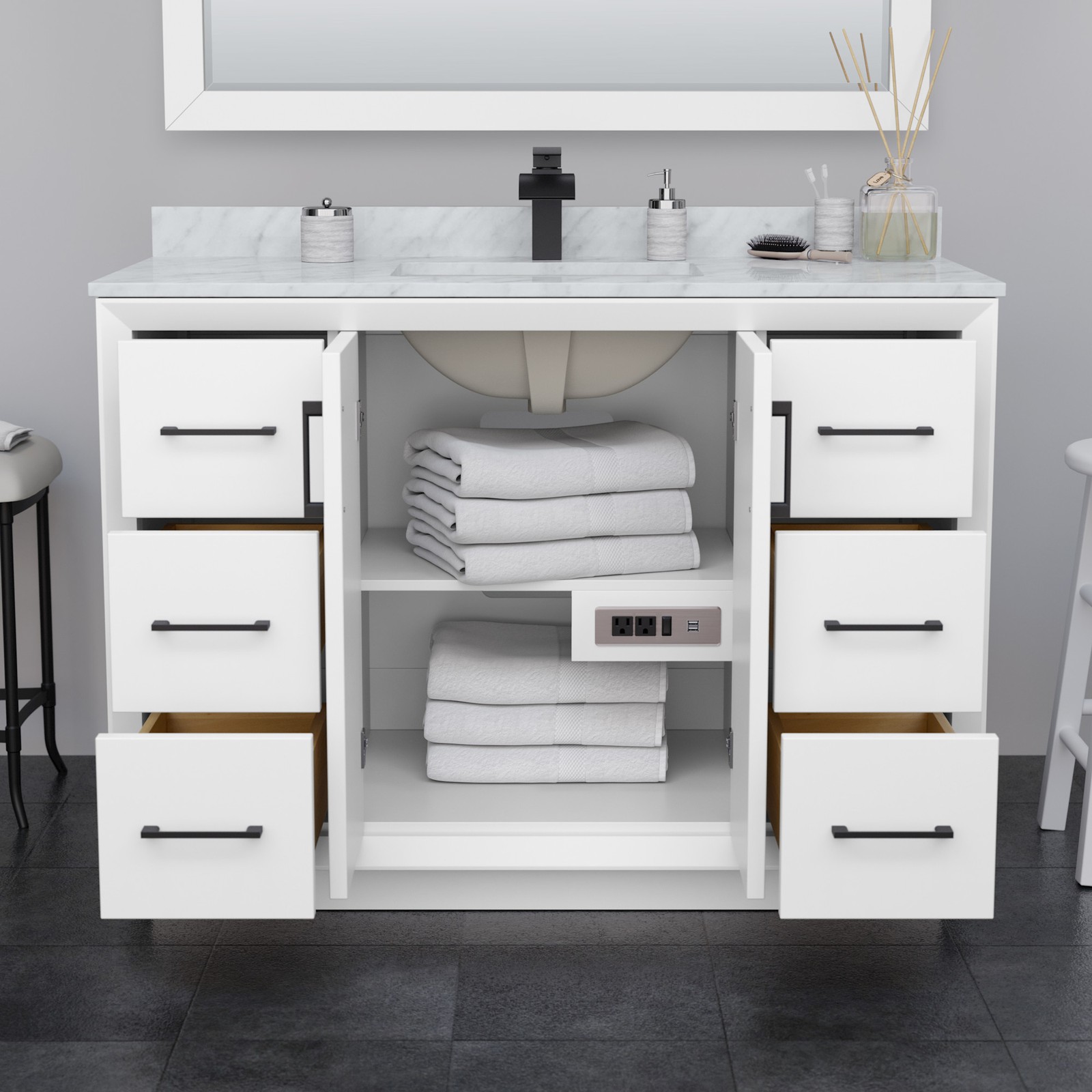 Wyndham Collection WCF414148S-CXSXX-MXX Strada 47″ Single – Dark Gray / Matte