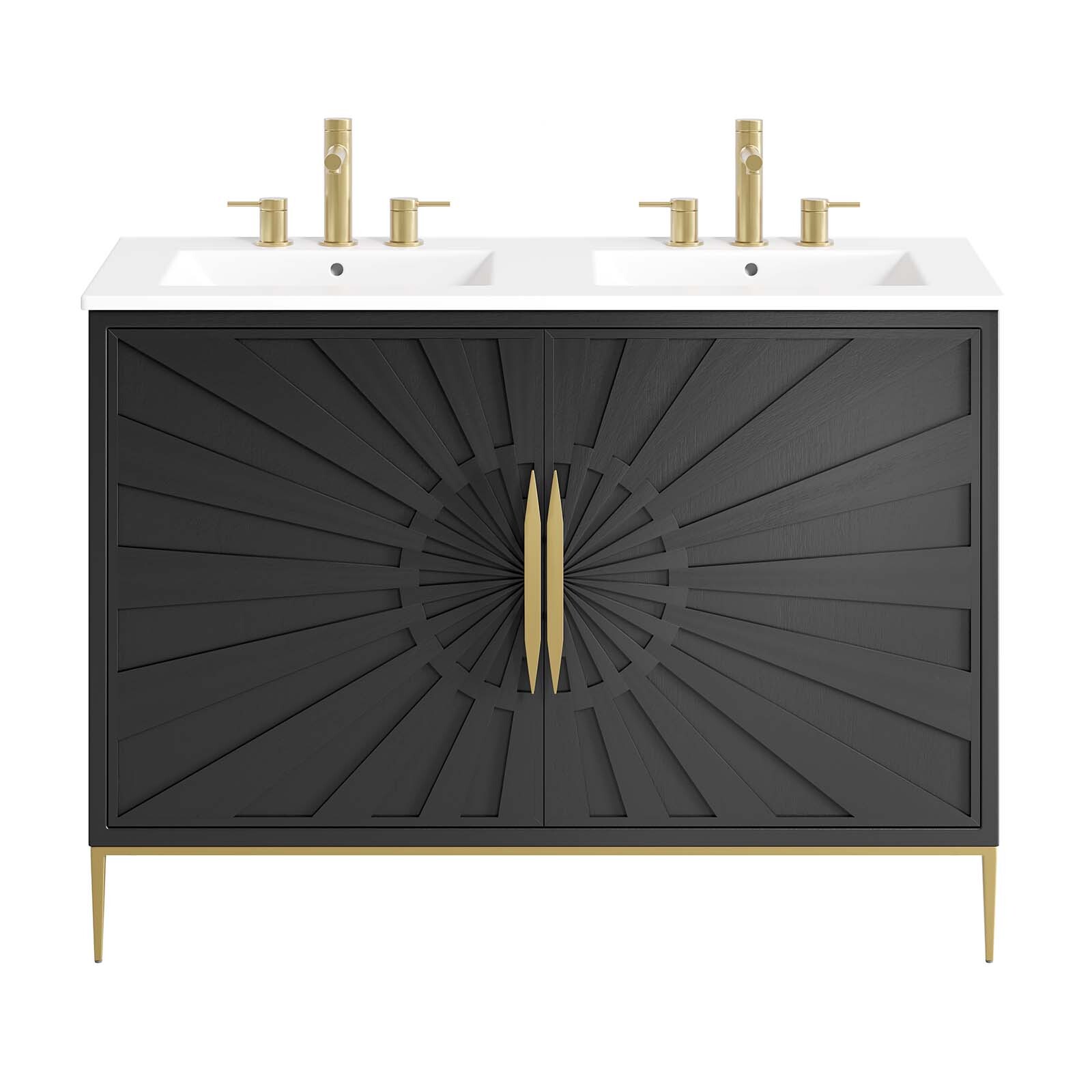 Modway Awaken 48″ Double Sink Bathroom Vanity in White Black