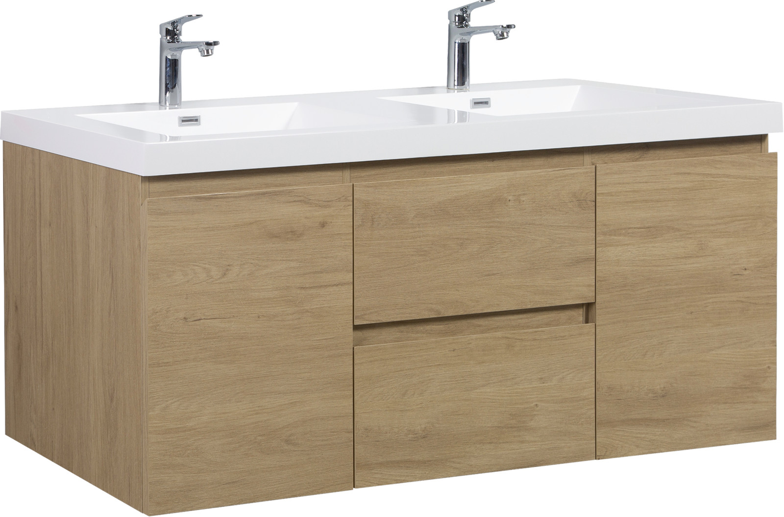60″ Floating Wall-Mounted Bathroom Vanity 2Drawers Doors Double Resin Basin Sink