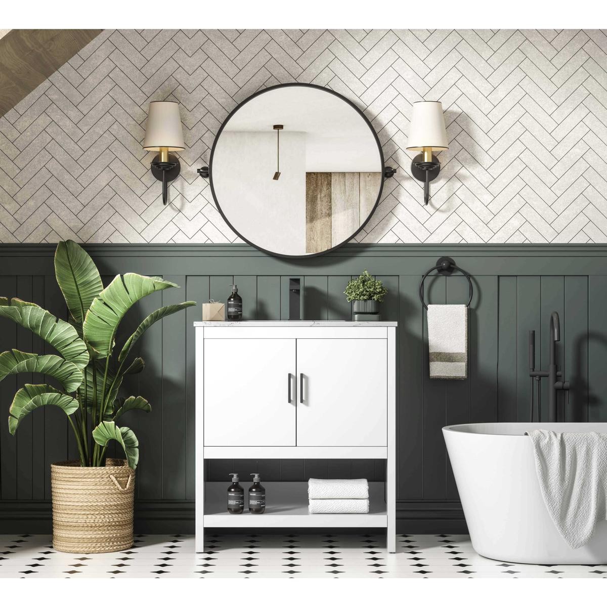 Elegant Lighting VF25230MWH Ira 30 X 34 inch White Bathroom Vanity Cabinet
