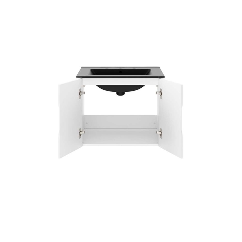 Modway Vitality 23″ Modern Wood/Ceramic Bathroom Vanity in White/Black