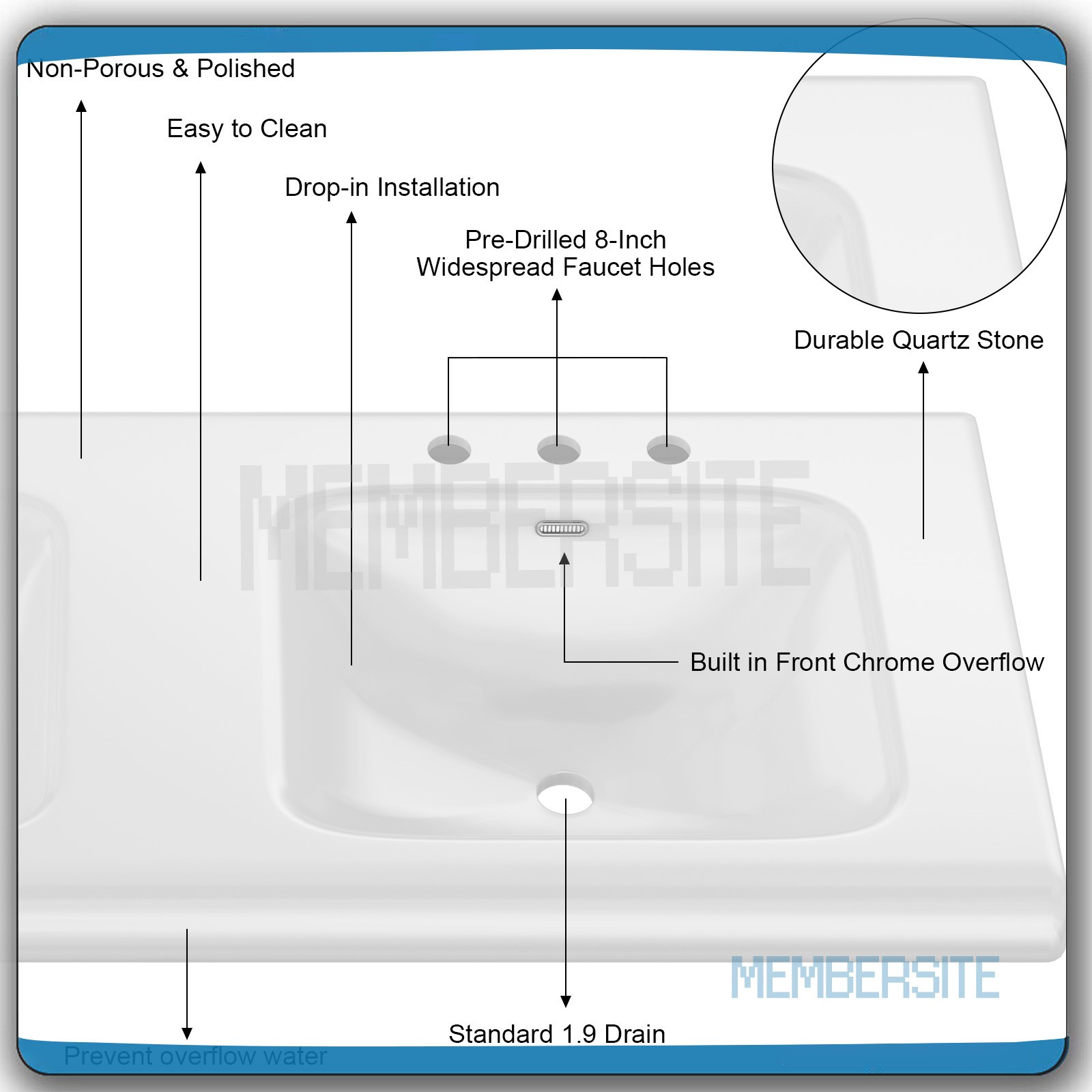 Bathroom Vanity 47.3″ Double Sink Ceramic Freestanding Cabinet Wood Grain White