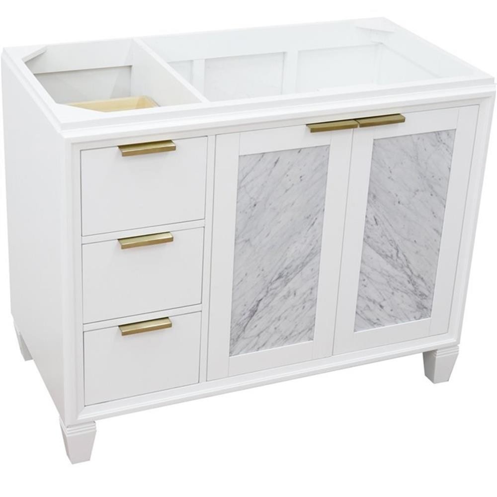Pemberly Row 42″ Single Sink Solid Wood Vanity with Right Door in White
