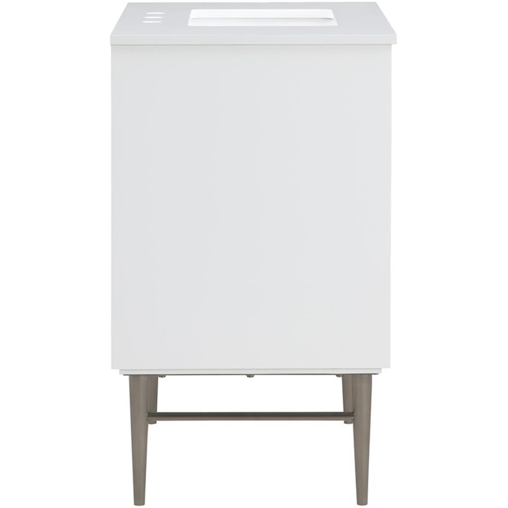 Maklaine Modern / Contemporary Rich White Finish Bathroom Vanity