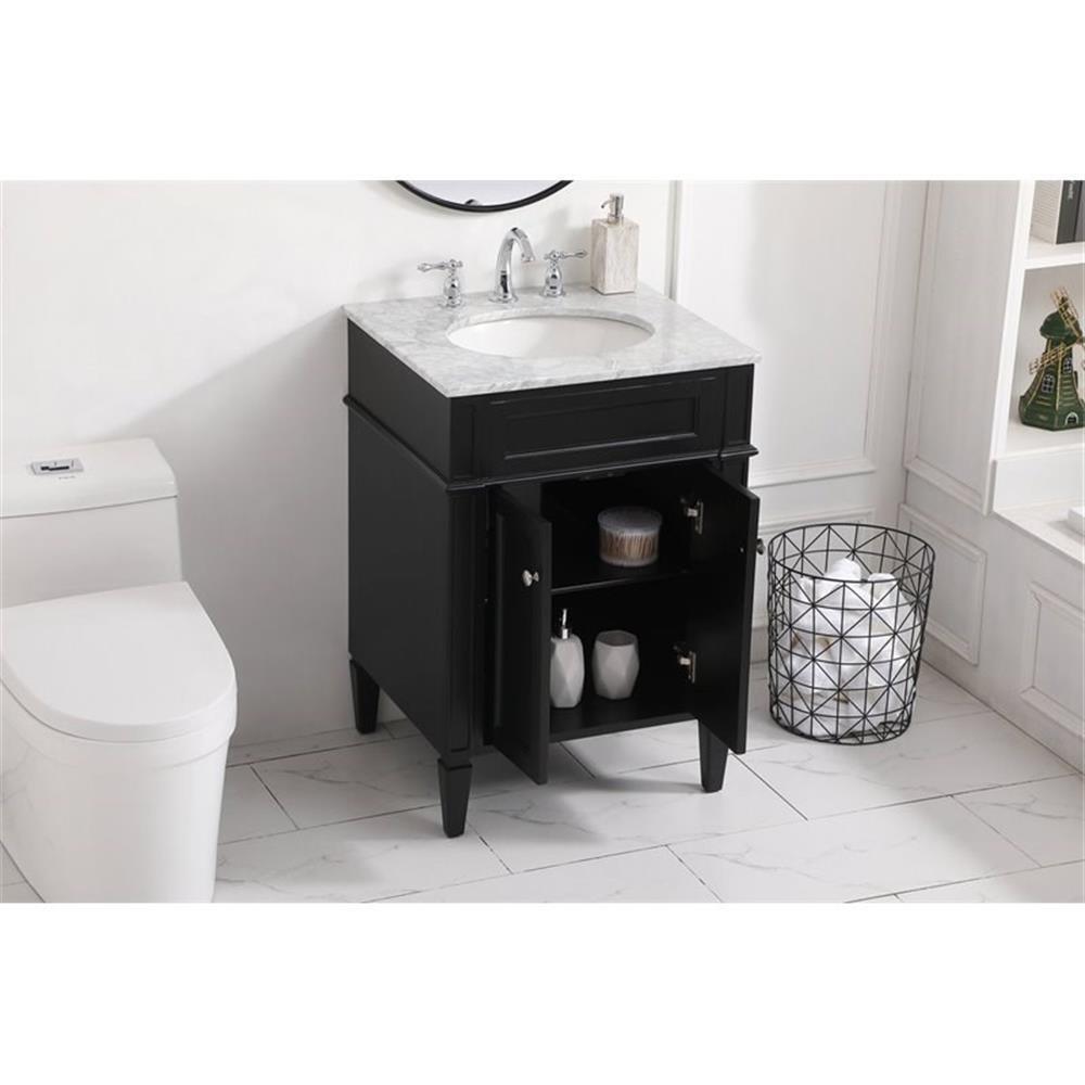 Elegant Decor Park Avenue 24″ Solid Wood & Metal Single Bathroom Vanity in Black
