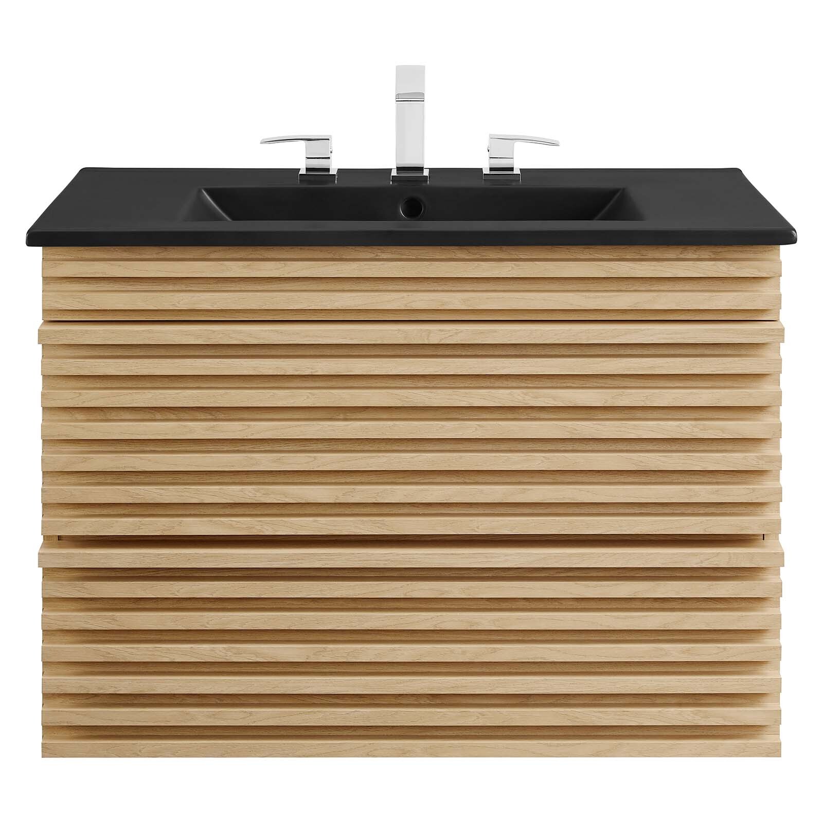 Modway Render 30″ Wall-Mount Bathroom Vanity in Oak Black