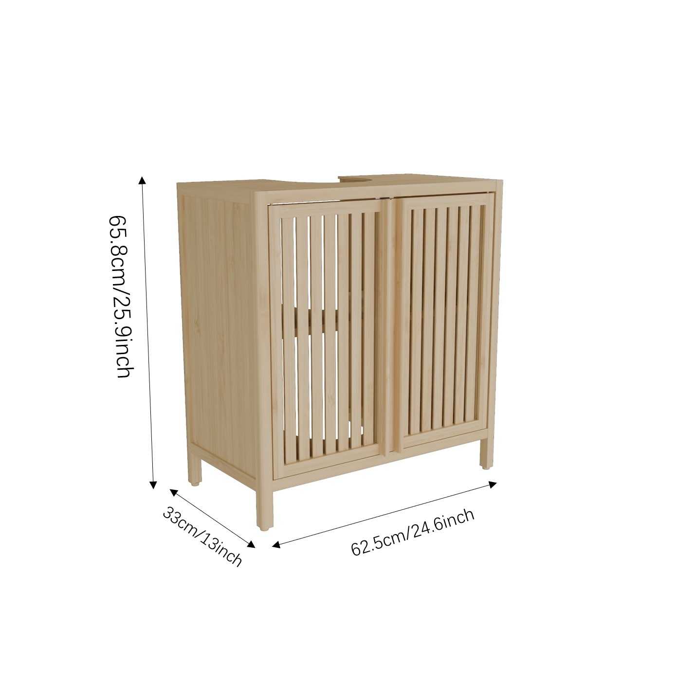 Under Sink Vanity Cabinet Bathroom Double Door Shelf Cupboard Basin Cabinet